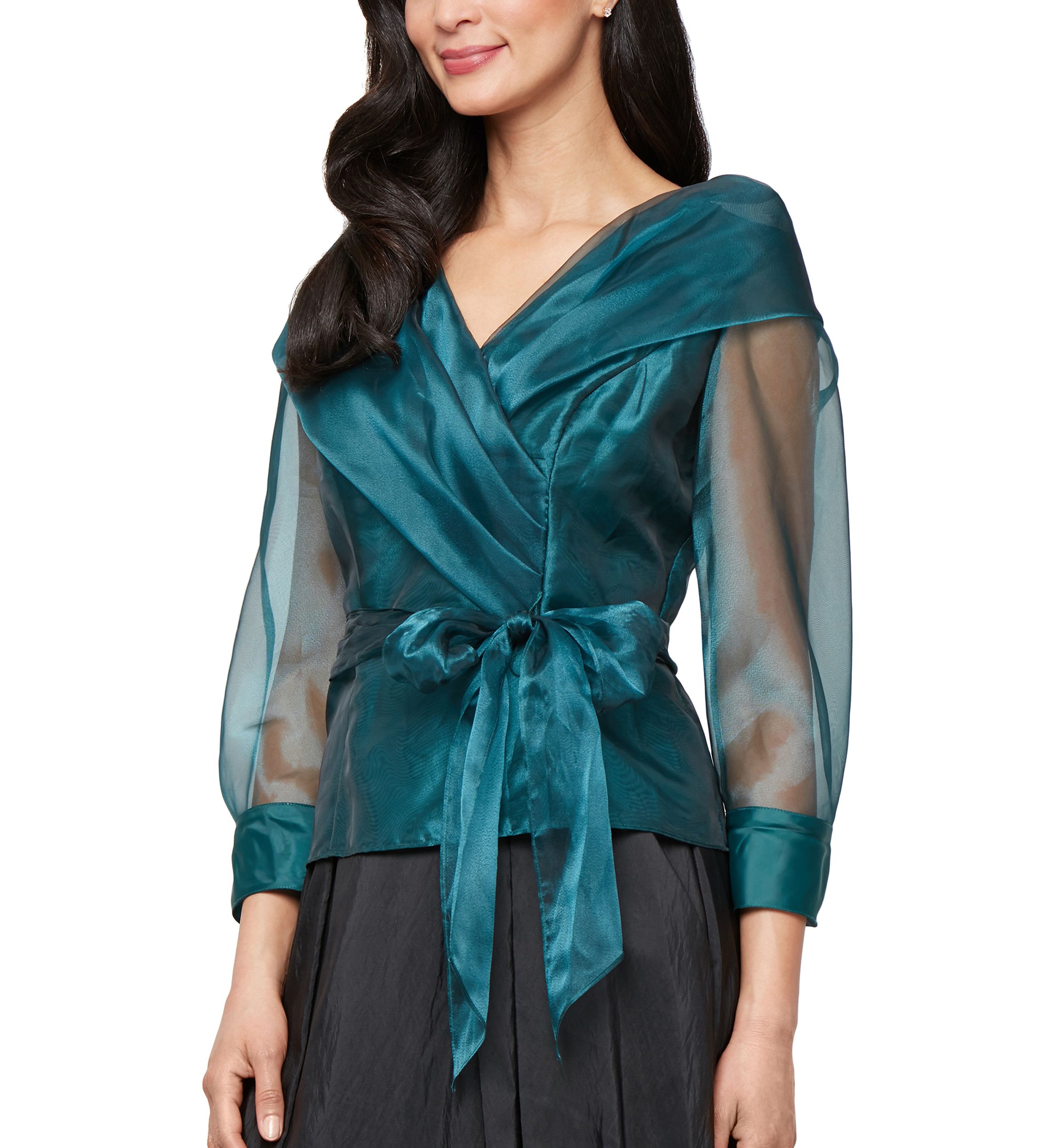 Womens 3/4 Sleeve Organza Blouse