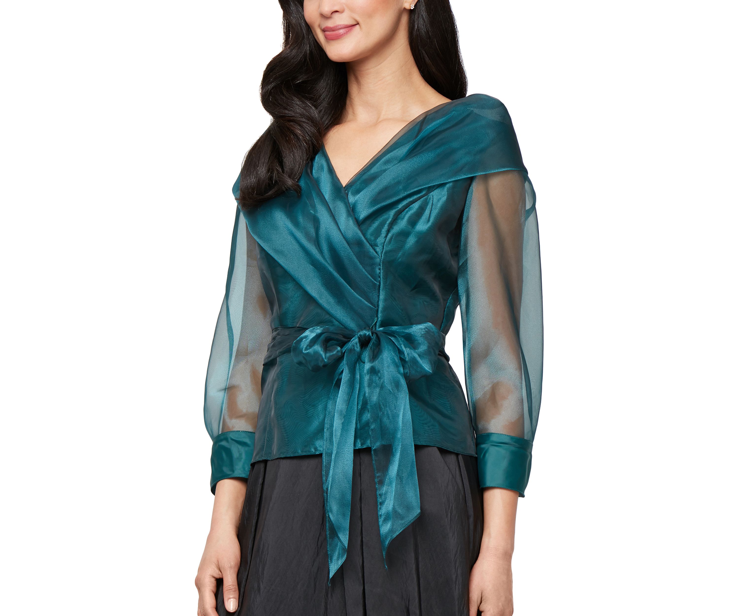 Womens 3/4 Sleeve Organza Blouse