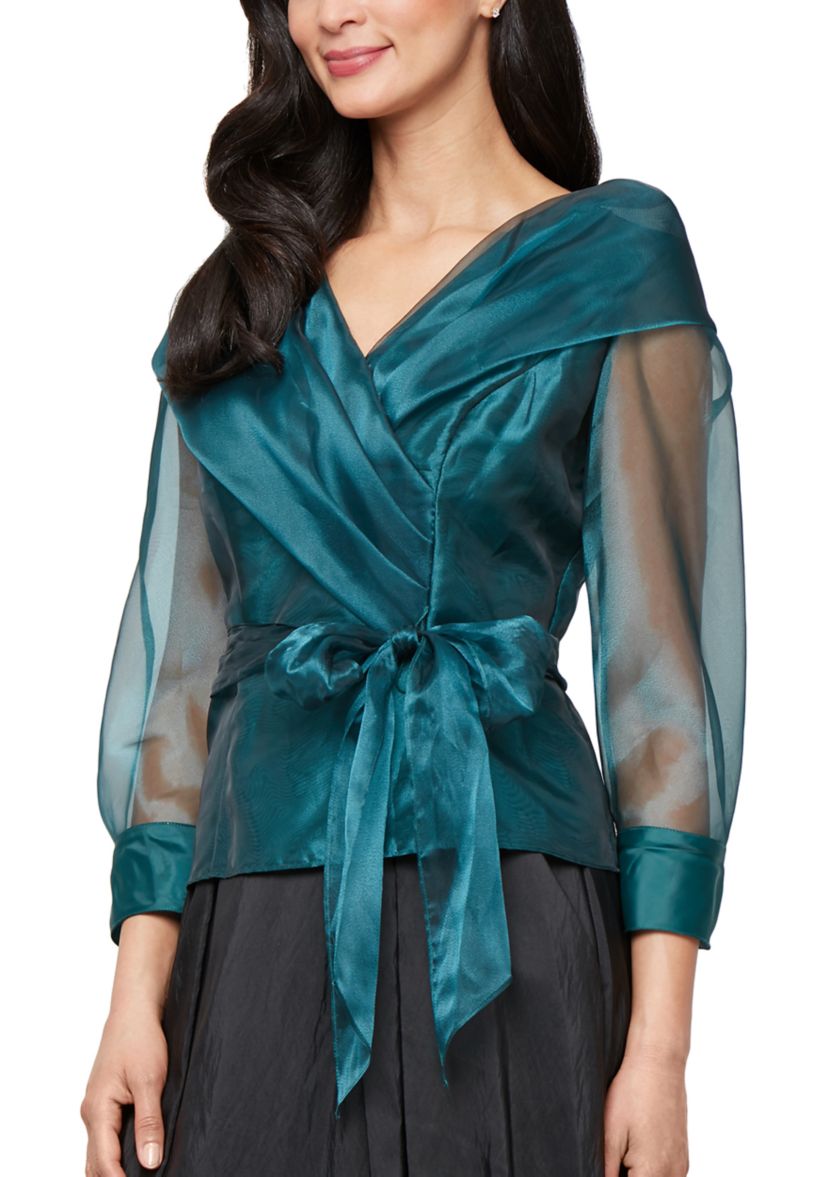 Womens 3/4 Sleeve Organza Blouse