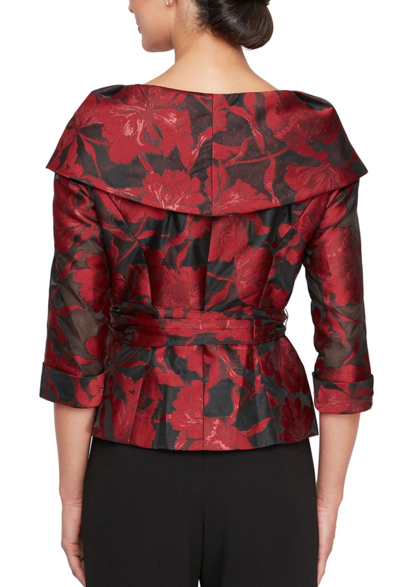 Womens V-Neck Floral Printed Wrap Blouse