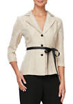 Womens Button Front Blouse with Tie Belt