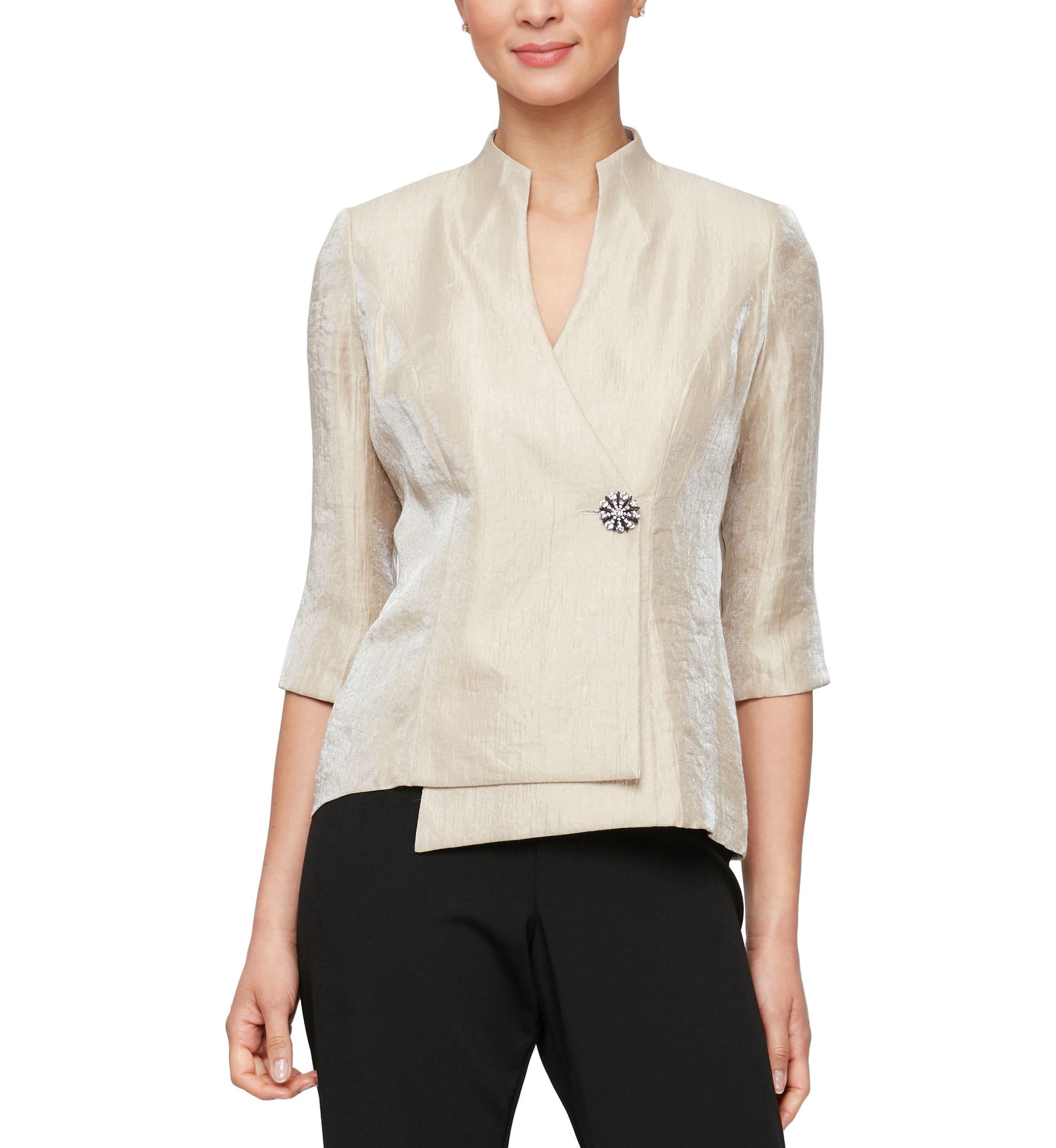Blouse with Asymmetric Overlay Hem