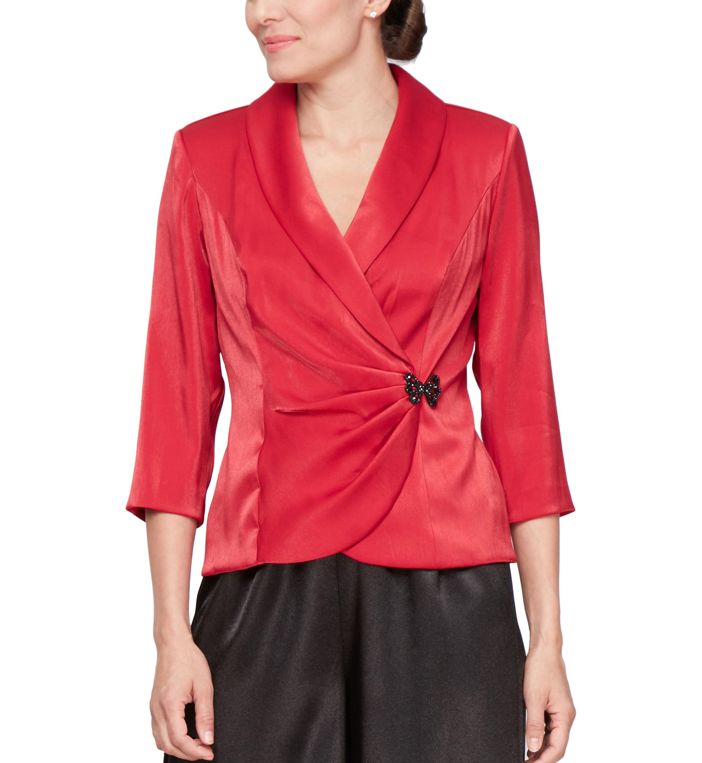 Womens Solid Taffeta Wrapped Top