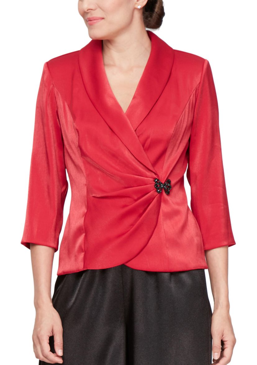 Womens Solid Taffeta Wrapped Top