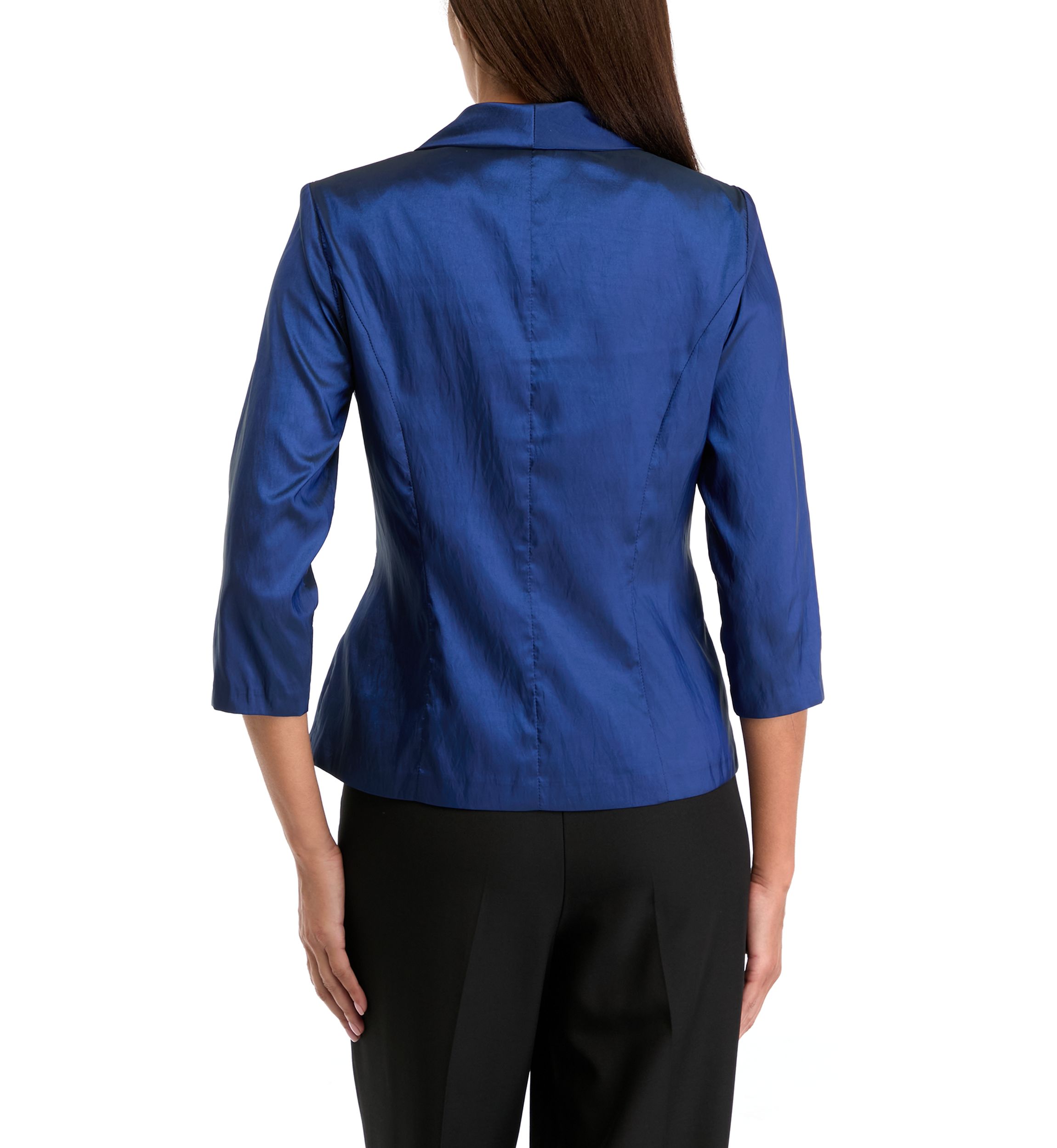 Womens 3/4 Sleeve V-Neck Solid Satin Wrap Top