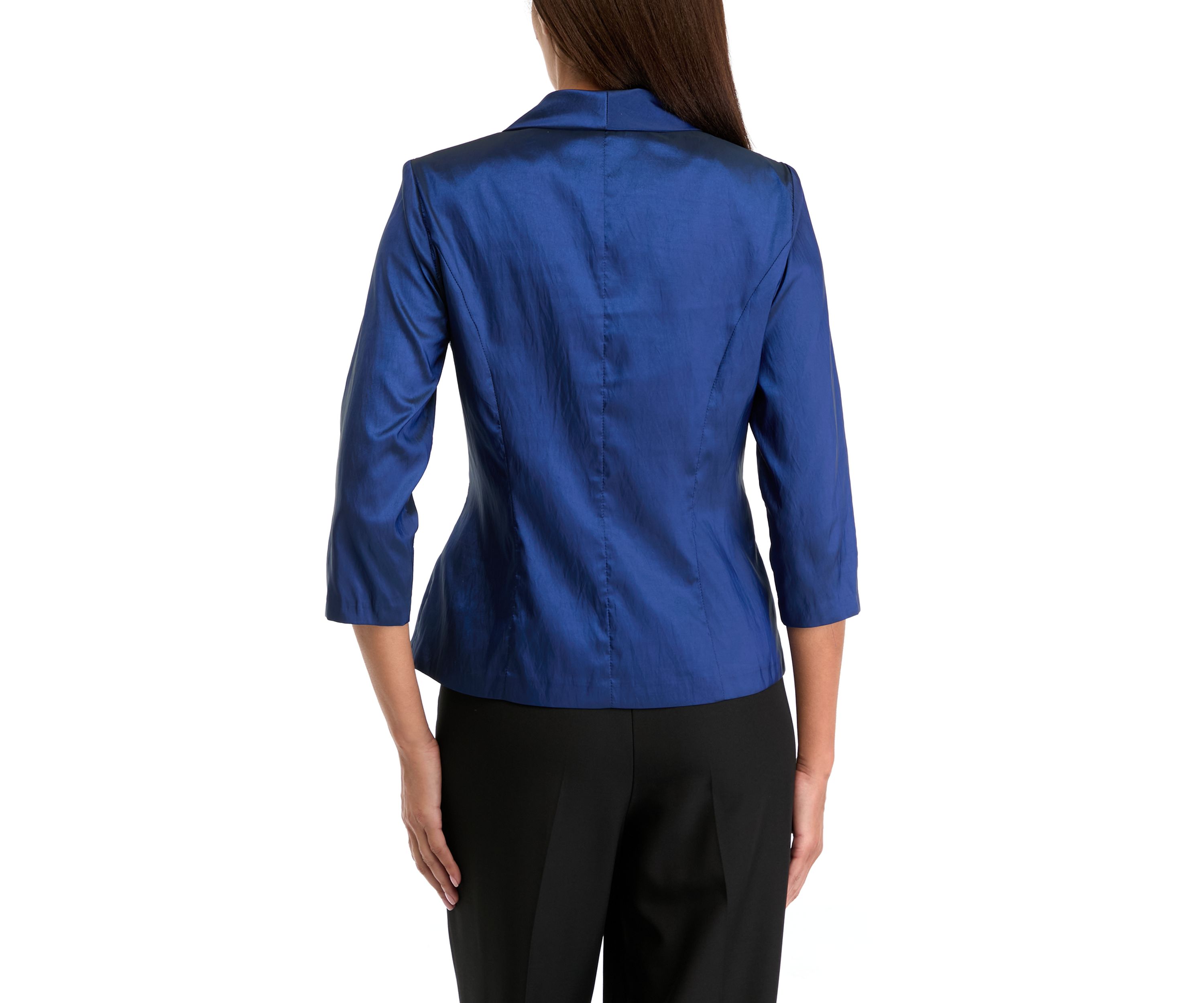 Womens 3/4 Sleeve V-Neck Solid Satin Wrap Top