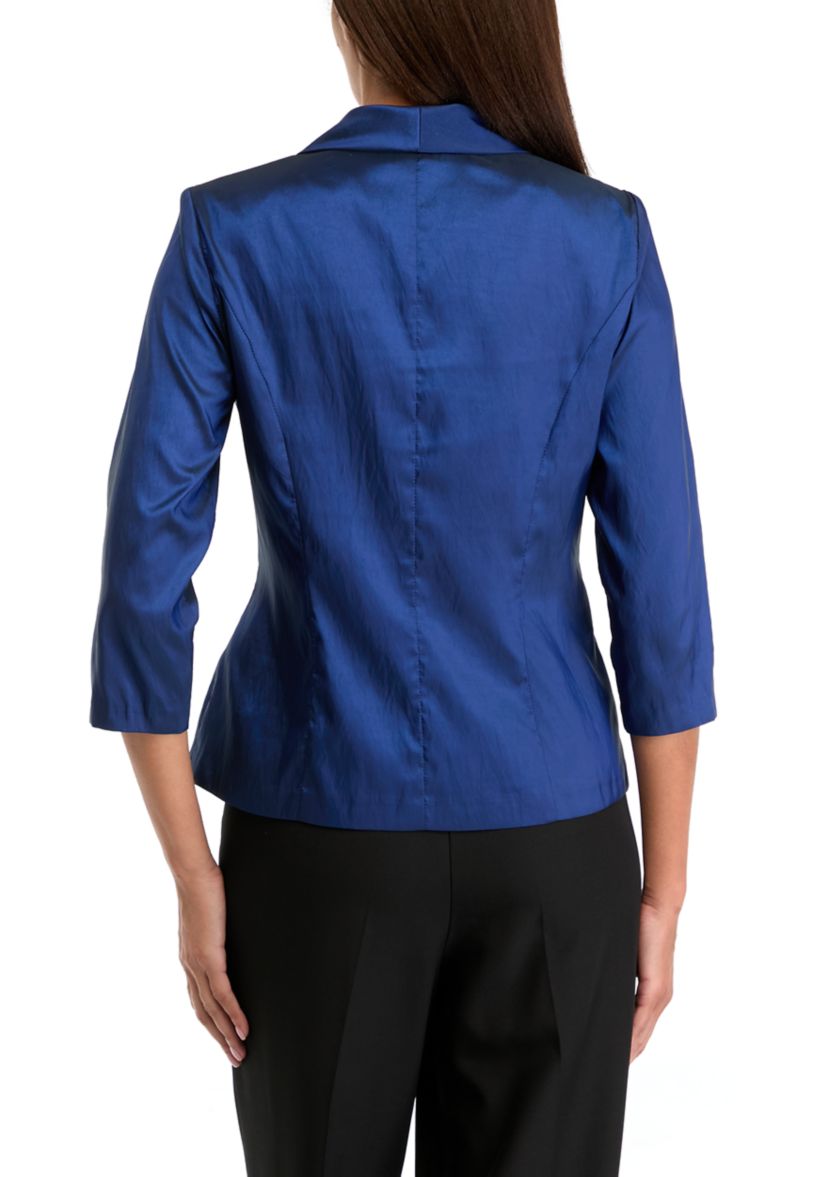 Womens 3/4 Sleeve V-Neck Solid Satin Wrap Top