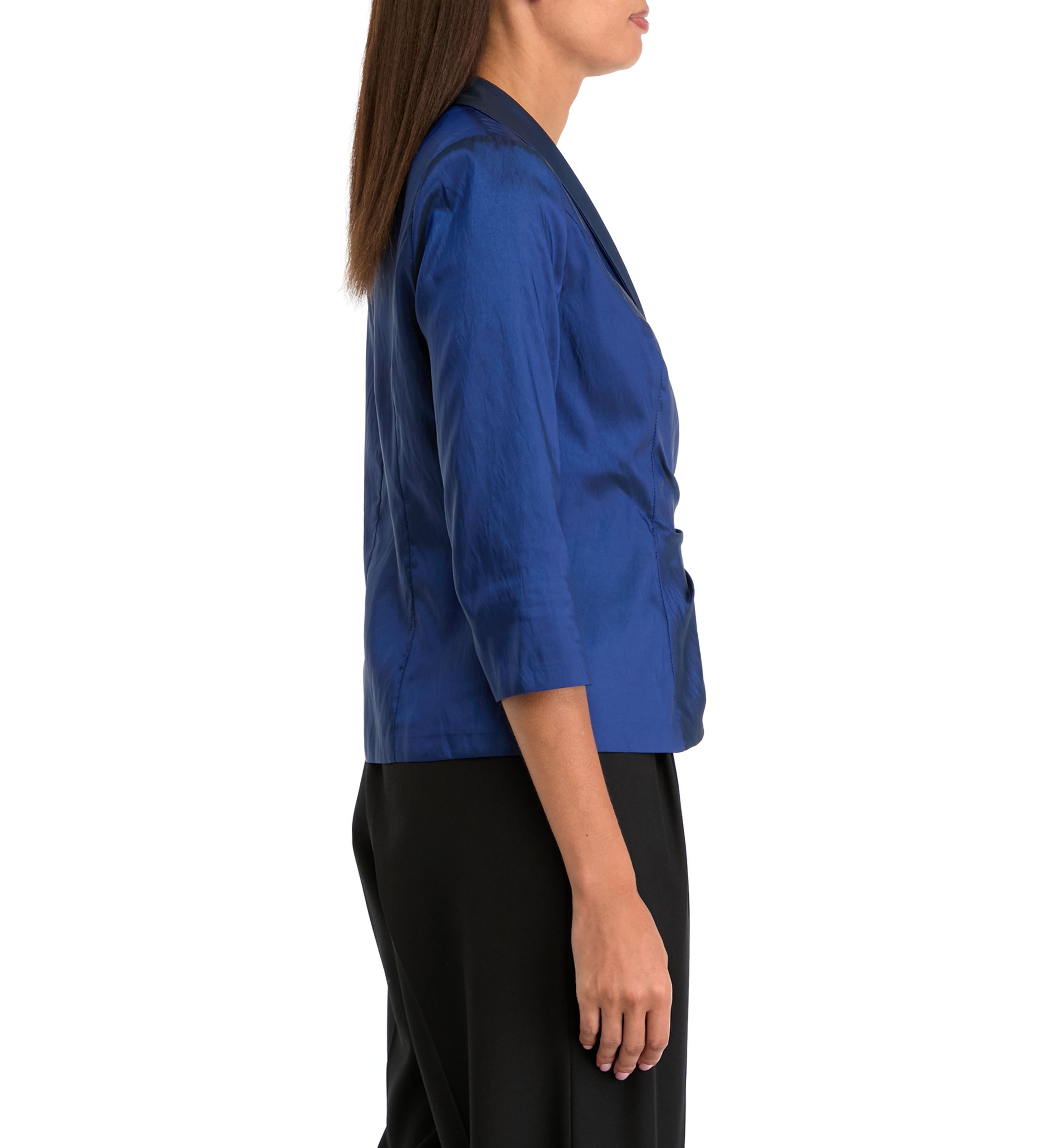 Womens 3/4 Sleeve V-Neck Solid Satin Wrap Top