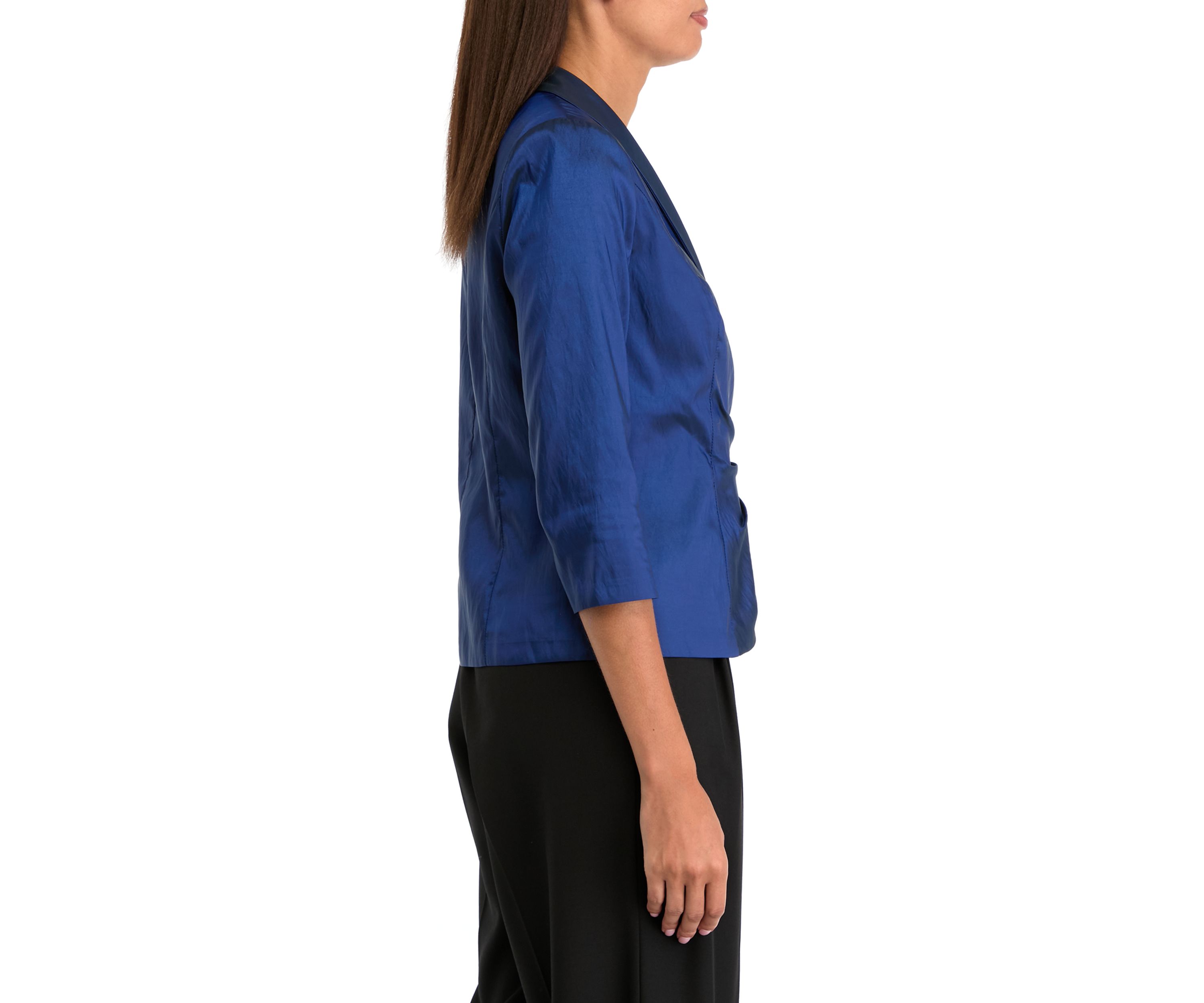 Womens 3/4 Sleeve V-Neck Solid Satin Wrap Top