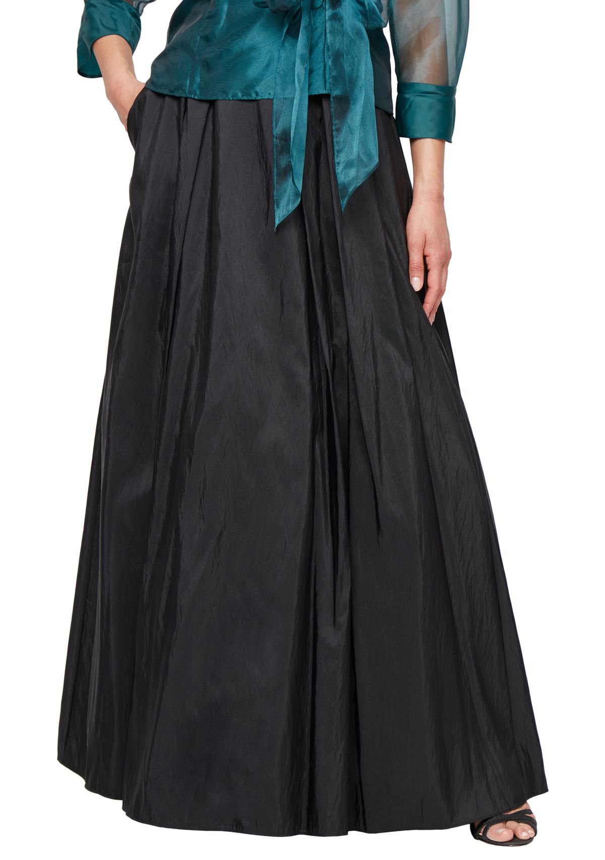 Long A-Line Taffeta Skirt