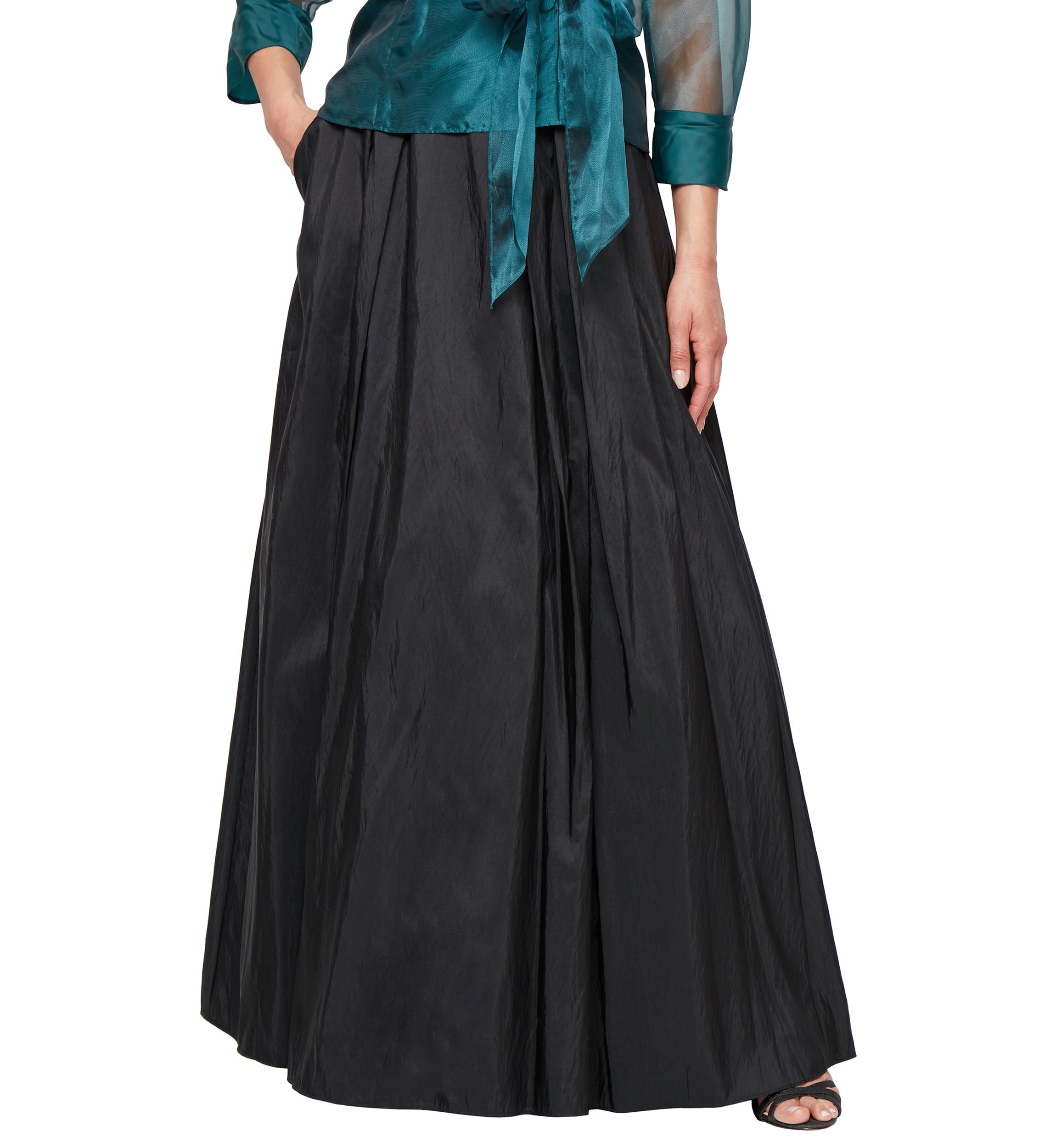 Long A-Line Taffeta Skirt