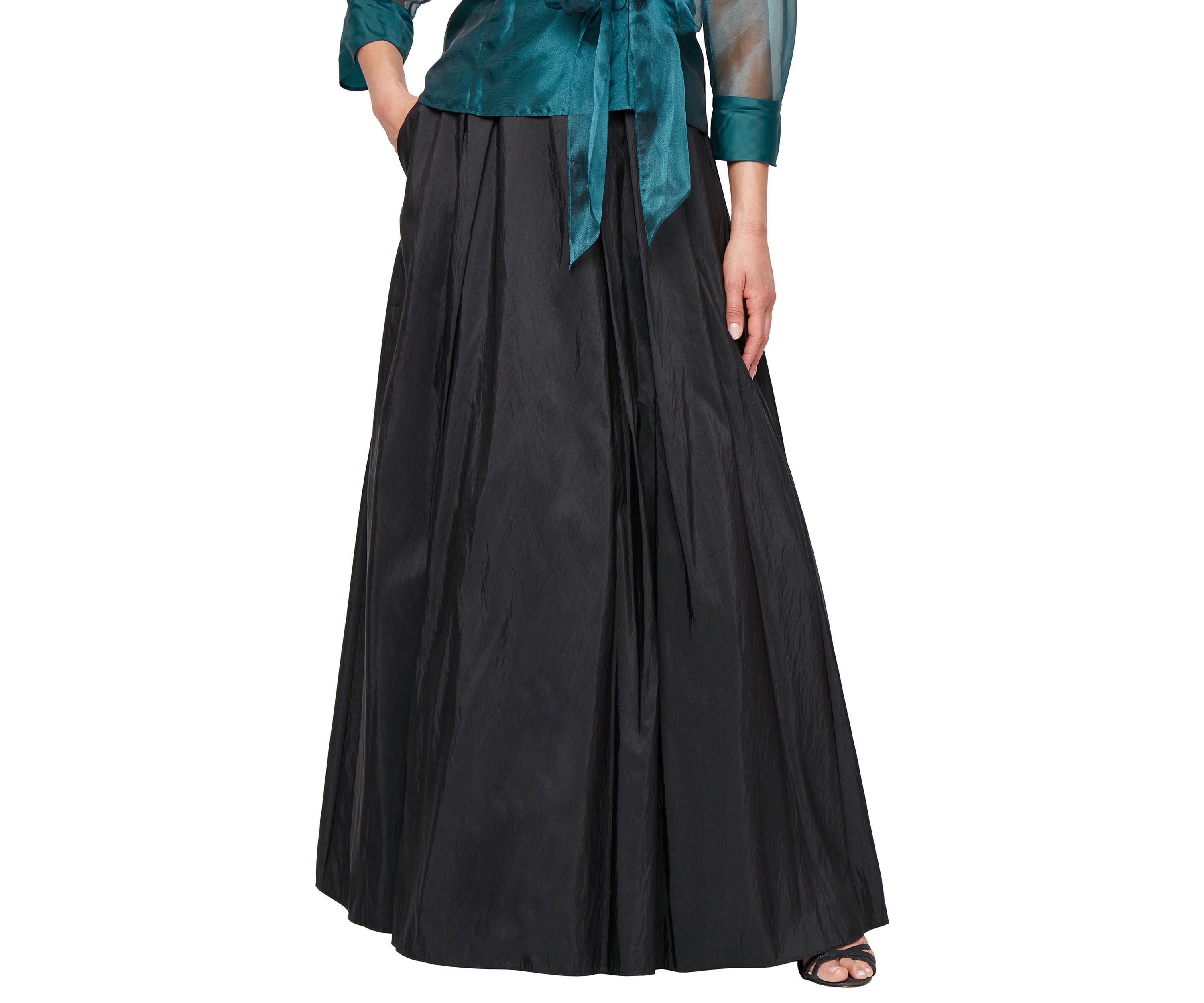 Long A-Line Taffeta Skirt