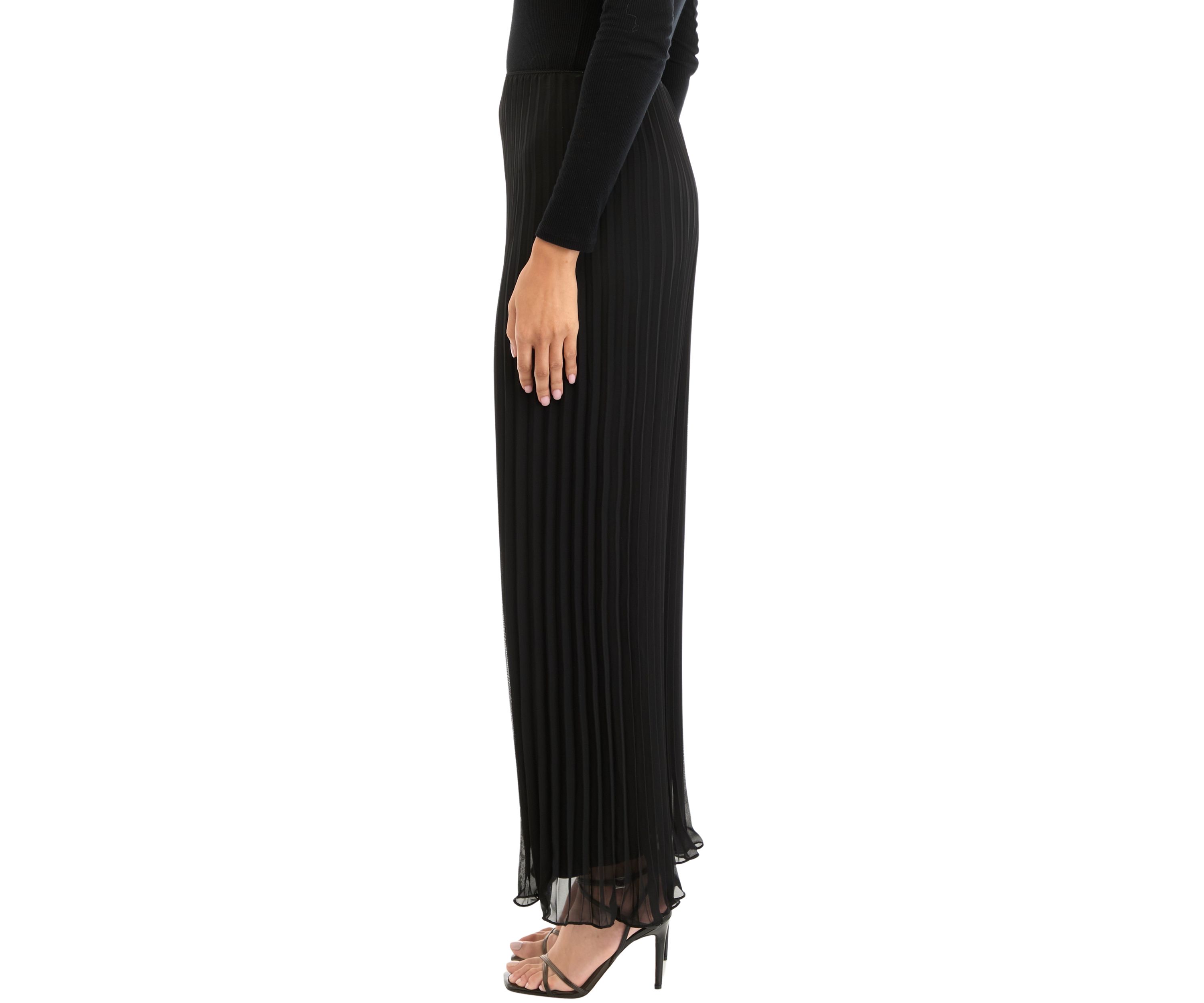 Womens Solid Wide Leg Chiffon Pants