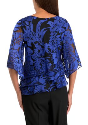 売れ筋商品|||アレックスイブニングス カットソー トップス レディース Plus Size Tiered Floral Chiffon Top Ivory Multi Alex Evenings Tiered Floral Top | Draper's & Damon's