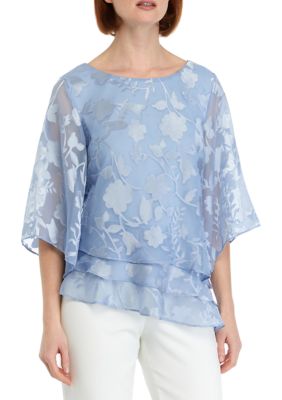 Women's 3/4 Sleeve Burn Out Blouse