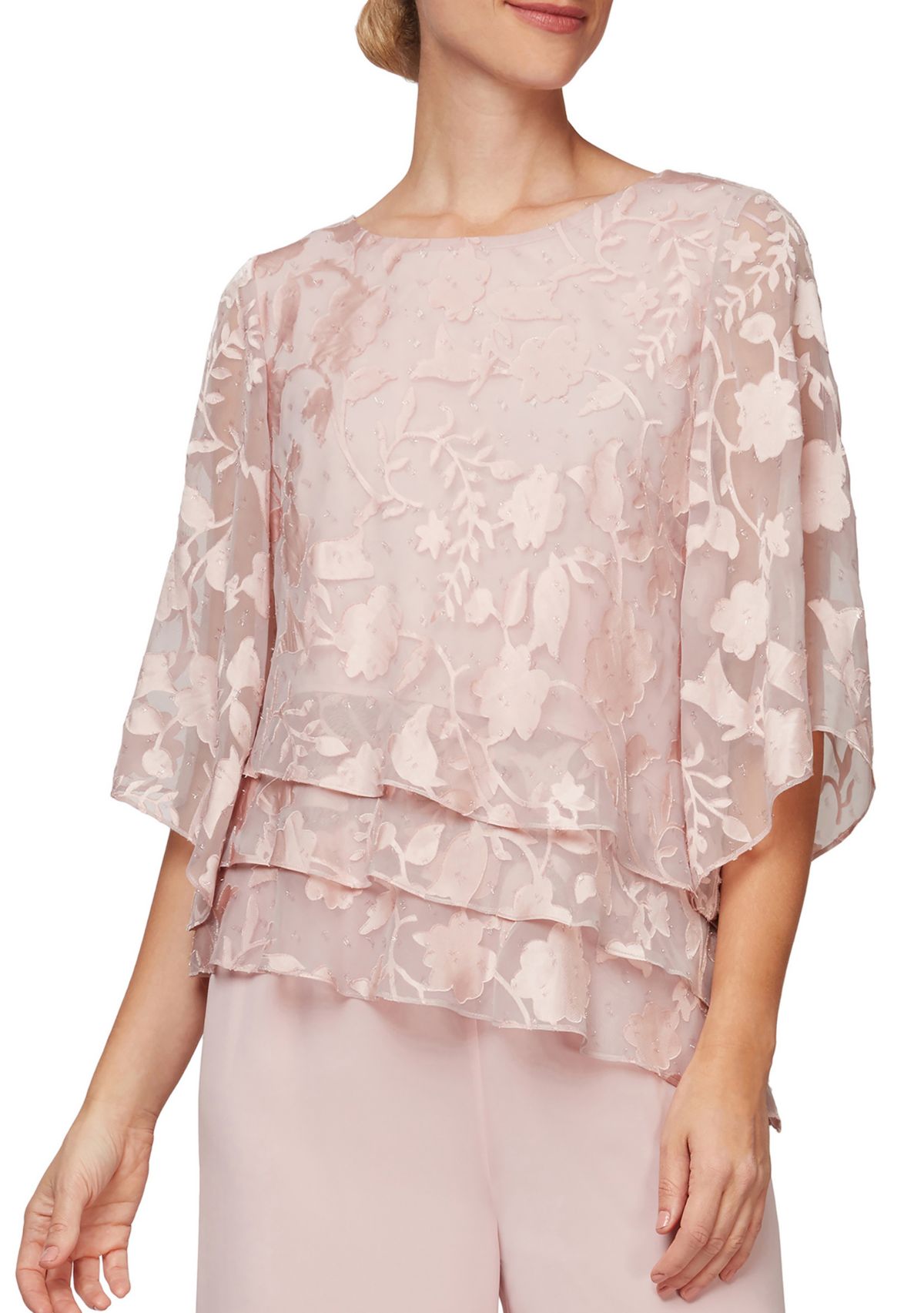 3/4 Sleeve Printed Mandarin Neck Twinset