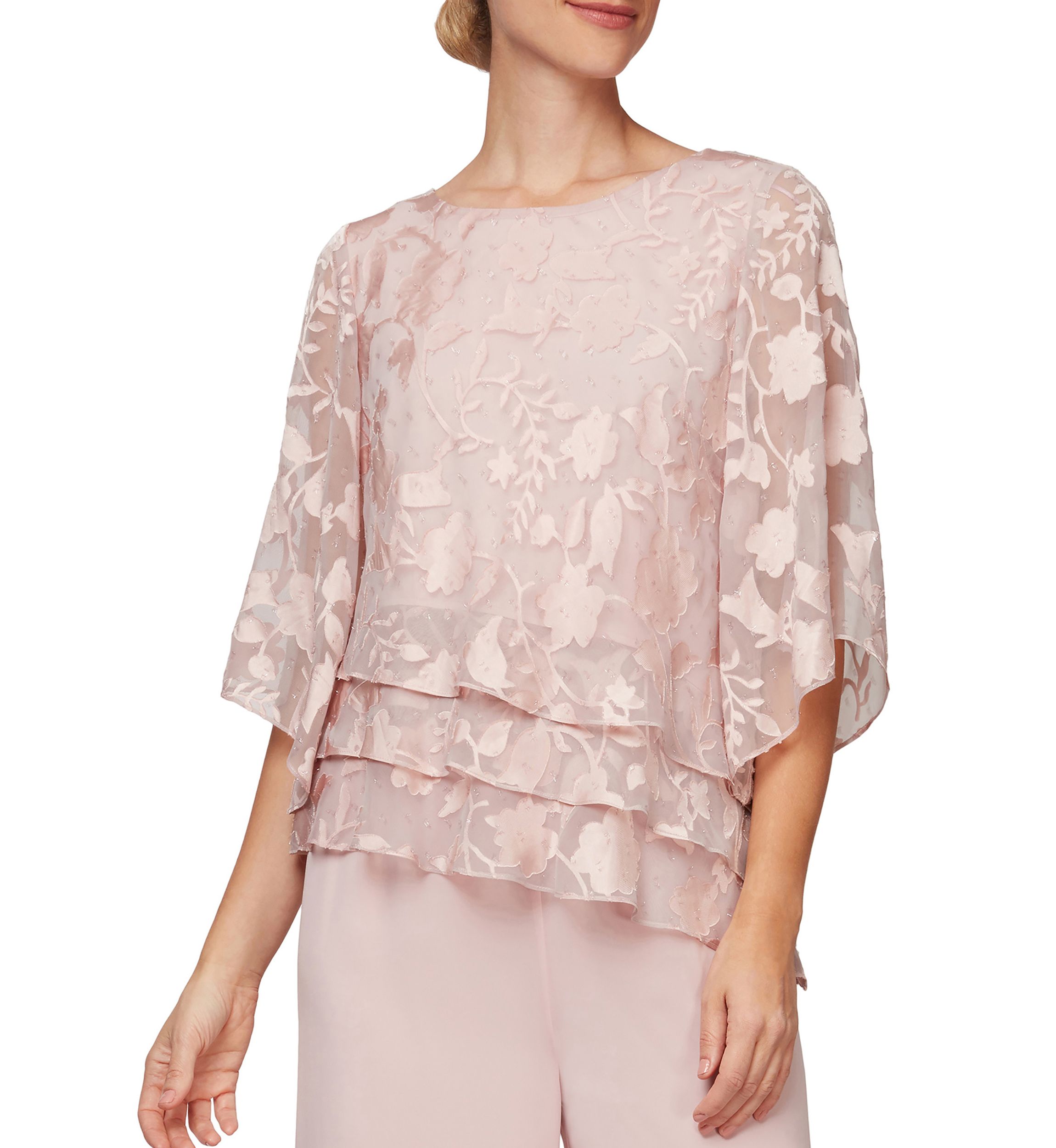 3/4 Sleeve Printed Mandarin Neck Twinset