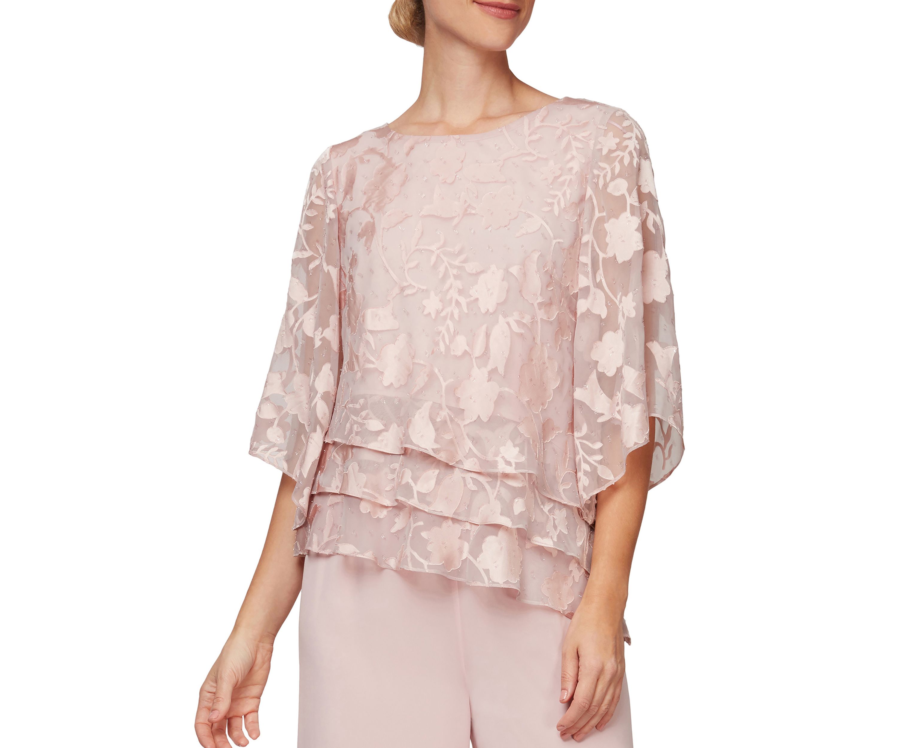 3/4 Sleeve Printed Mandarin Neck Twinset