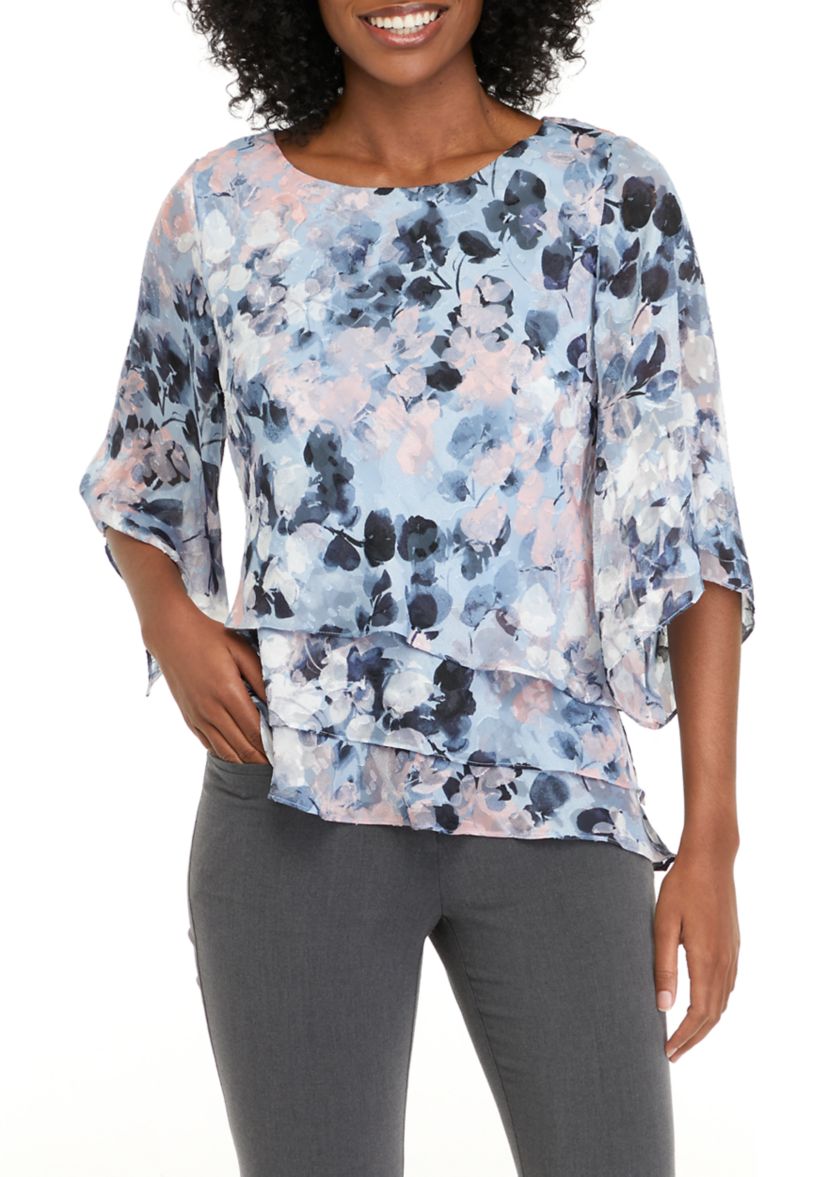 Womens 3/4 Sleeve Printed Blouse