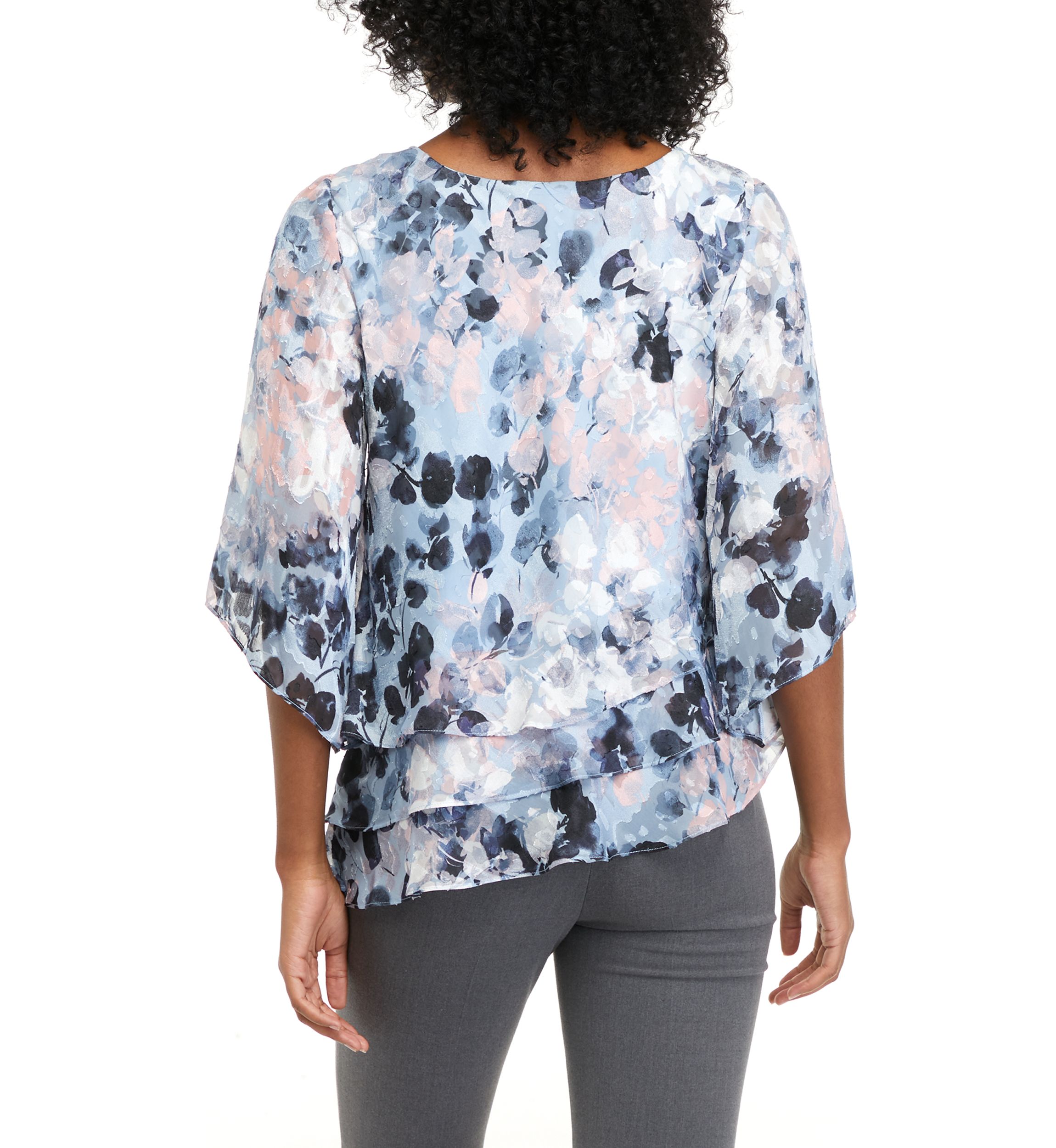 Womens 3/4 Sleeve Printed Blouse
