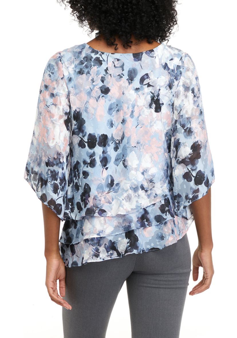 Womens 3/4 Sleeve Printed Blouse