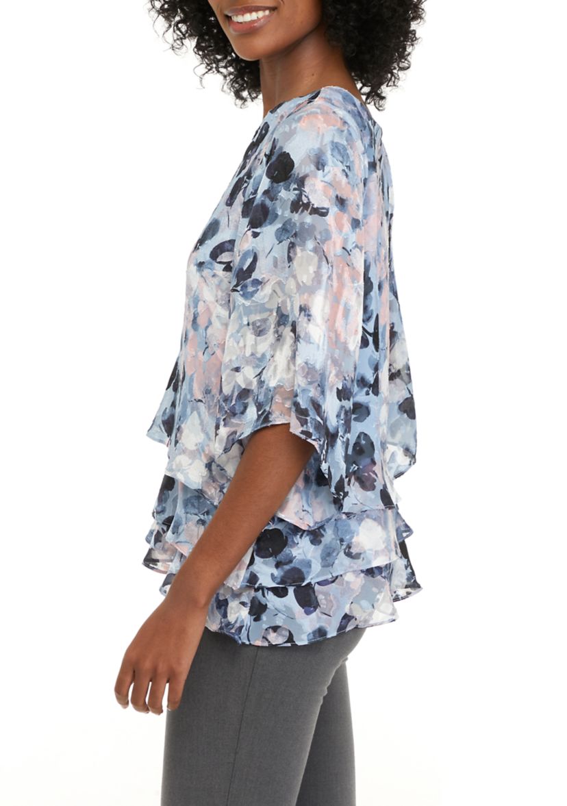 Womens 3/4 Sleeve Printed Blouse