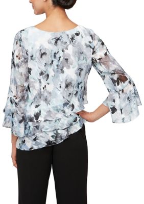 Women's Printed Blouse with Bell Sleeves