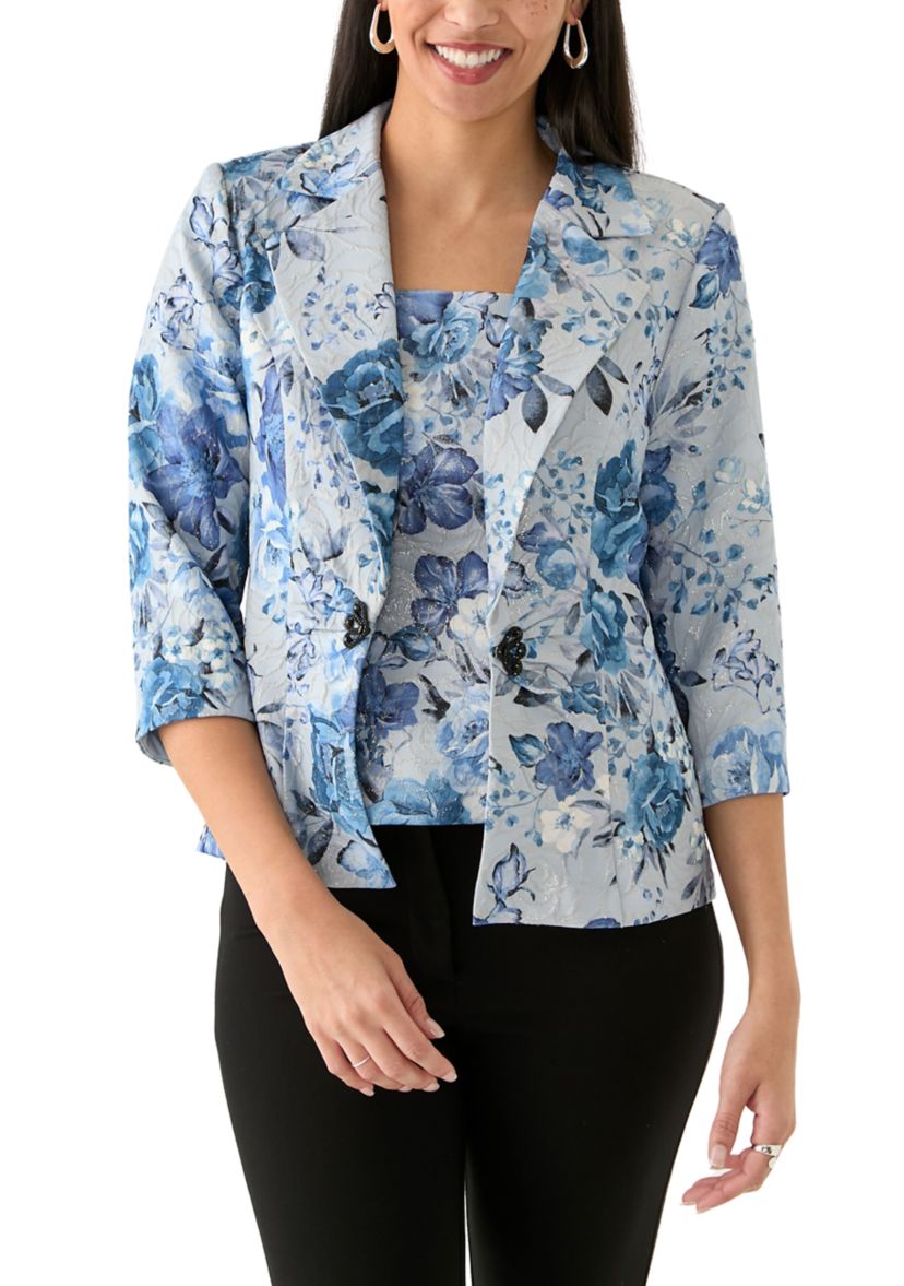 Womens Floral Printed 2Fer Top