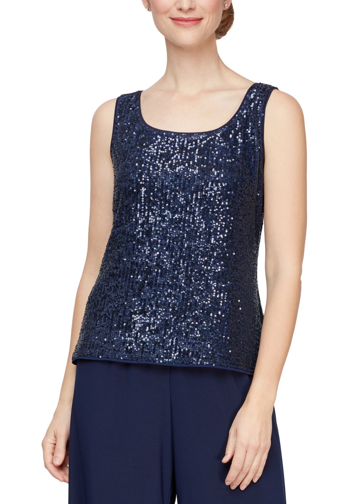 Womens 3/4 Sleeve Jacket and Sequin Tank Twinset