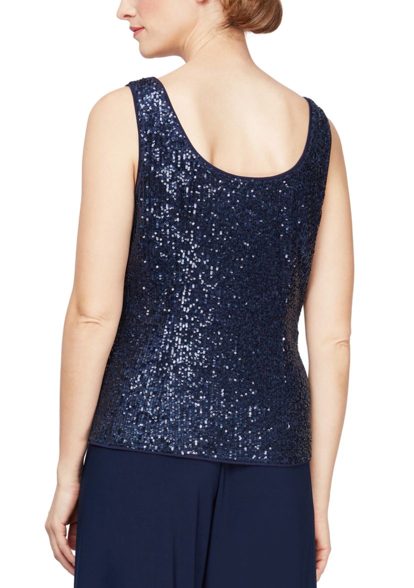 Womens 3/4 Sleeve Jacket and Sequin Tank Twinset