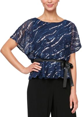 Women's Blouse with Tie Belt