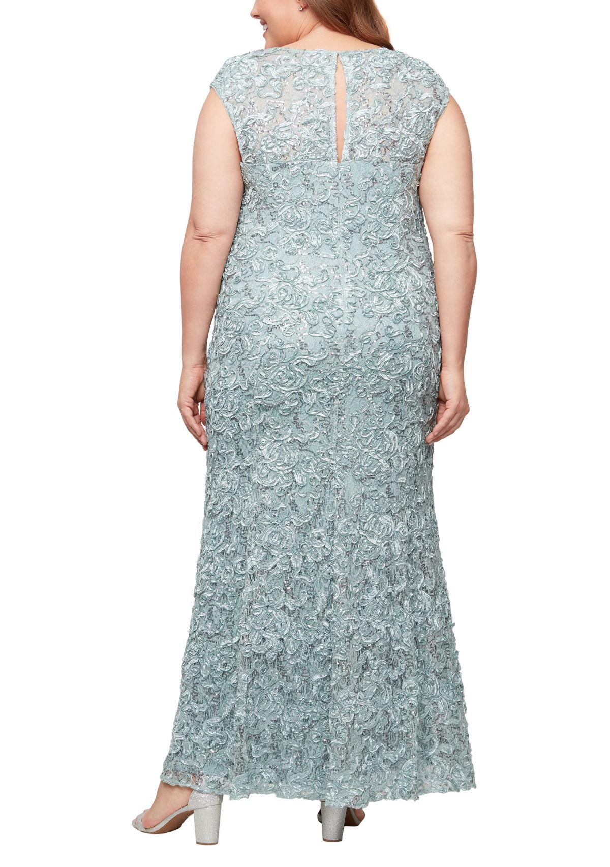 Plus Size Long Soutache Sweetheart Neckline Dress