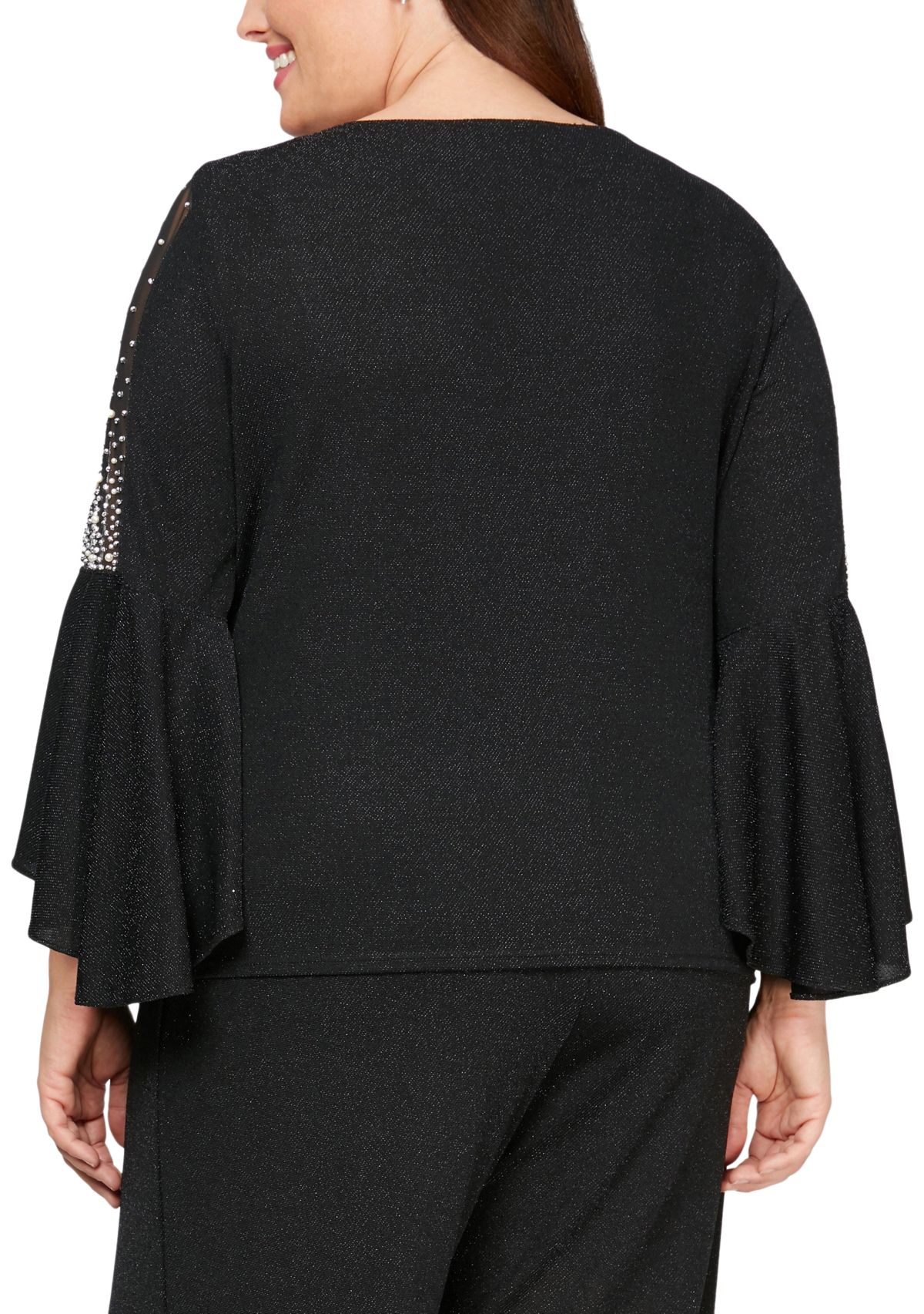 Plus Size Blouse with Beaded Illusion Detail