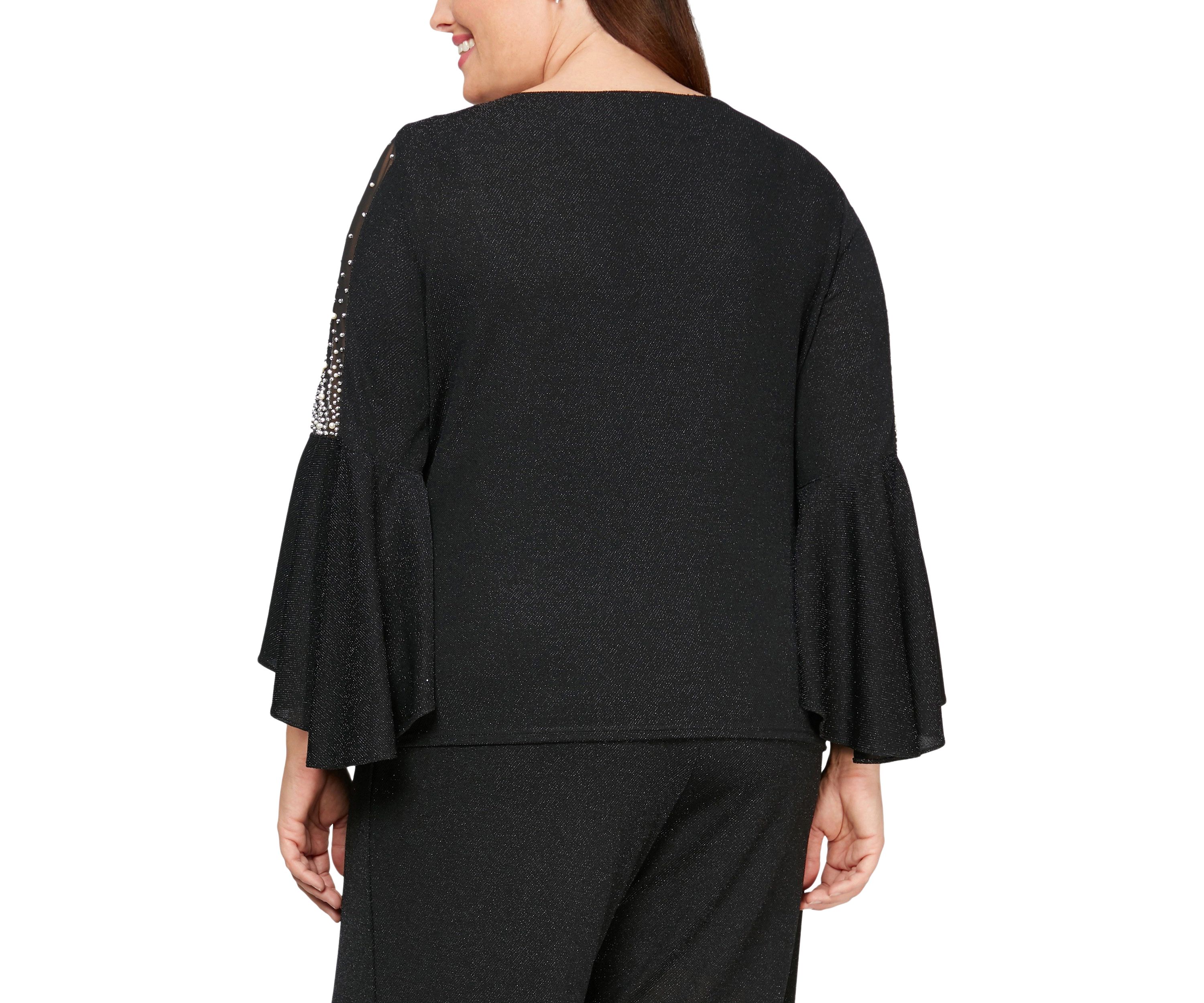 Plus Size Blouse with Beaded Illusion Detail