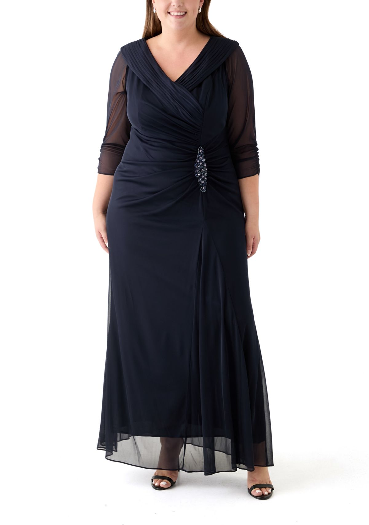 Plus Size Long Portrait Collar Dress
