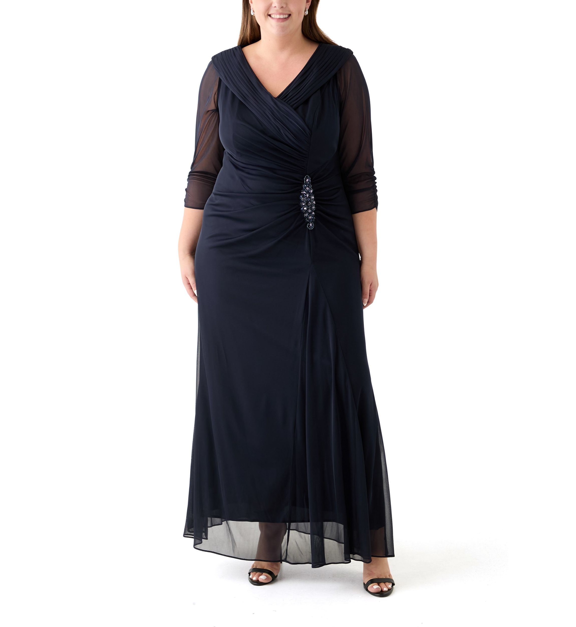Plus Size Long Portrait Collar Dress