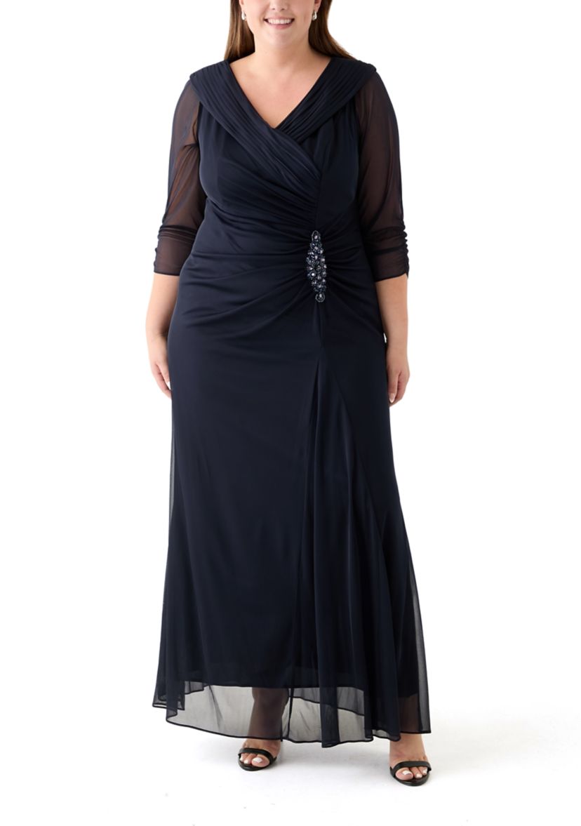 Plus Size Long Portrait Collar Dress