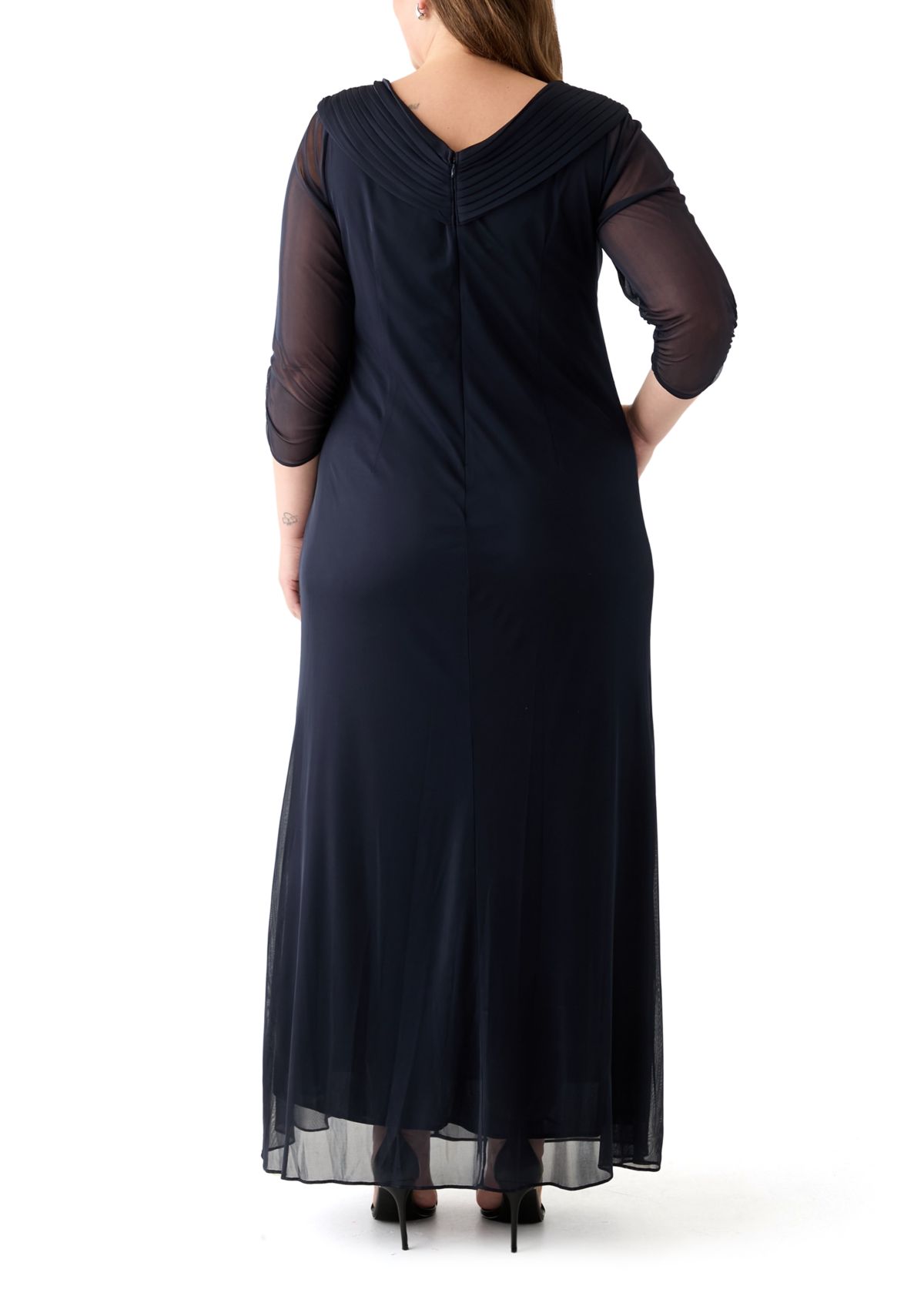 Plus Size Long Portrait Collar Dress
