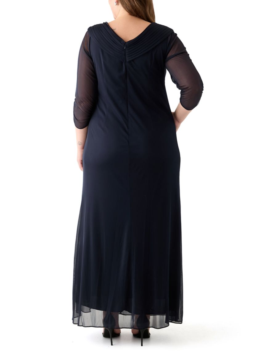 Plus Size Long Portrait Collar Dress