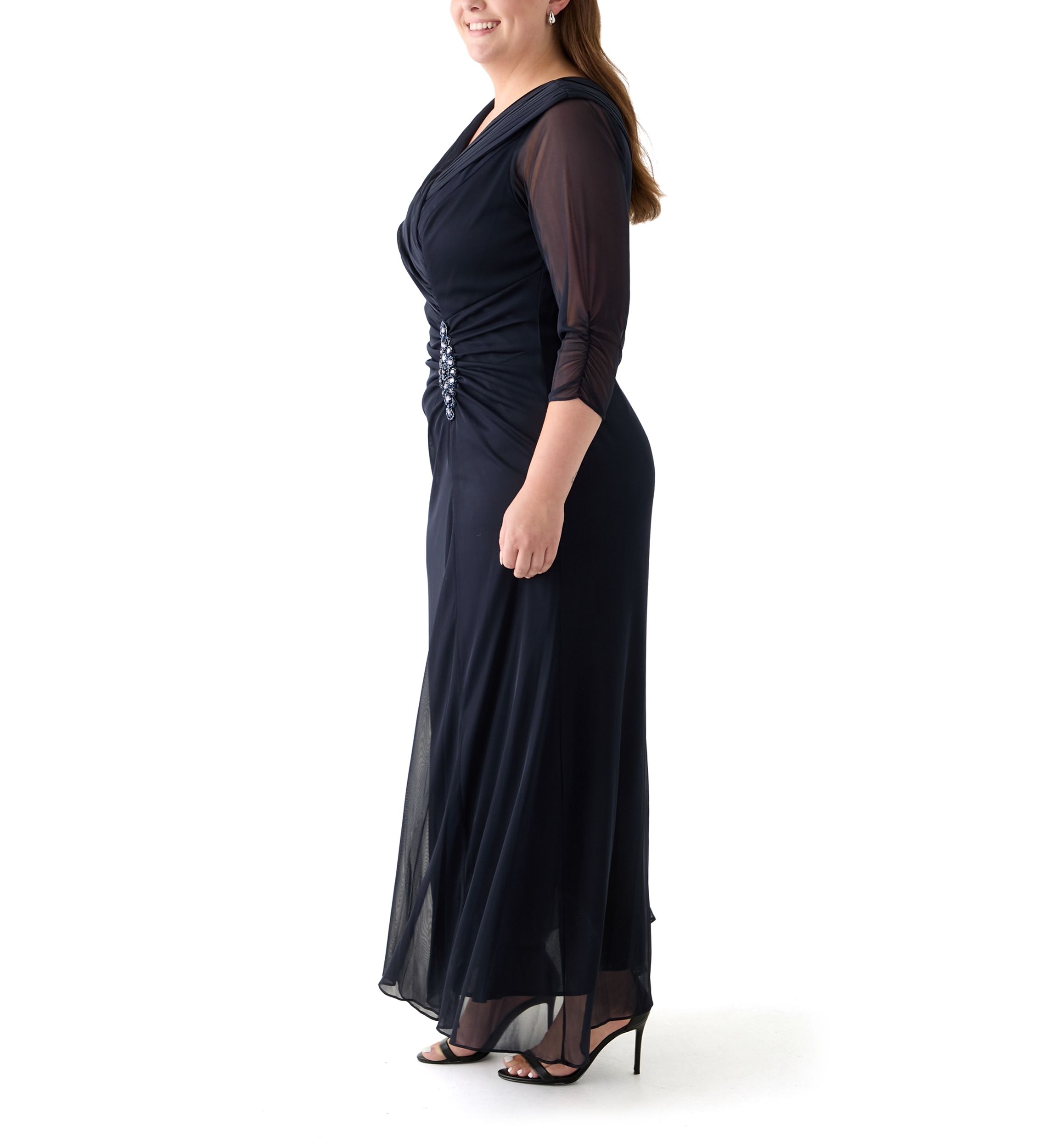 Plus Size Long Portrait Collar Dress