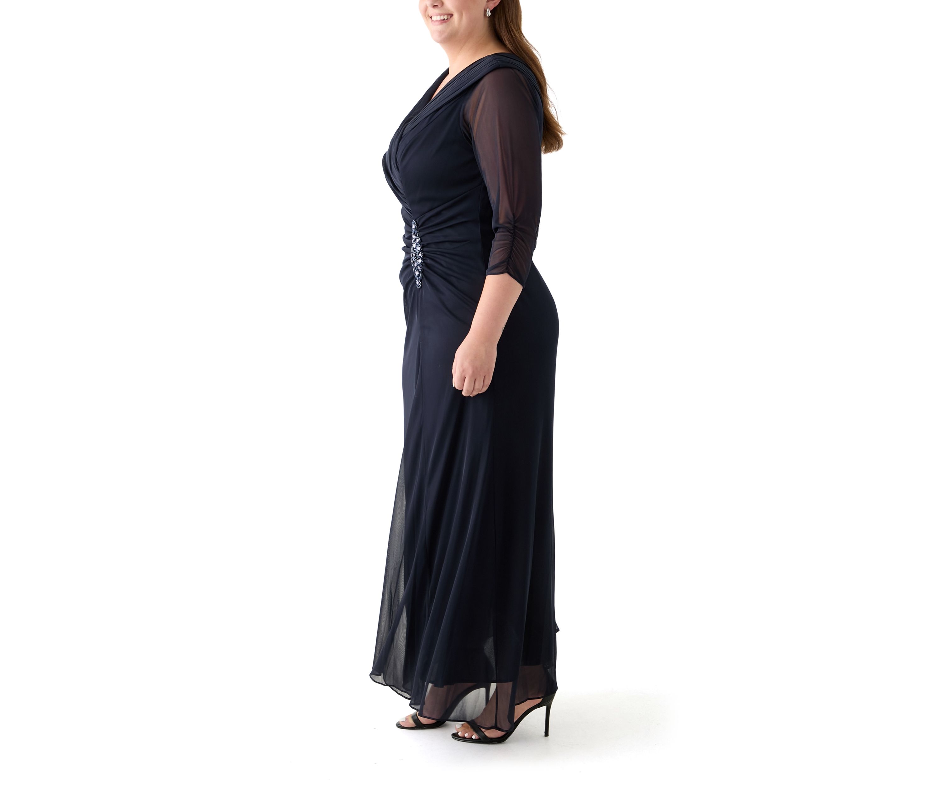 Plus Size Long Portrait Collar Dress