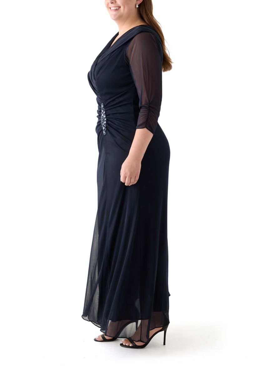 Plus Size Long Portrait Collar Dress