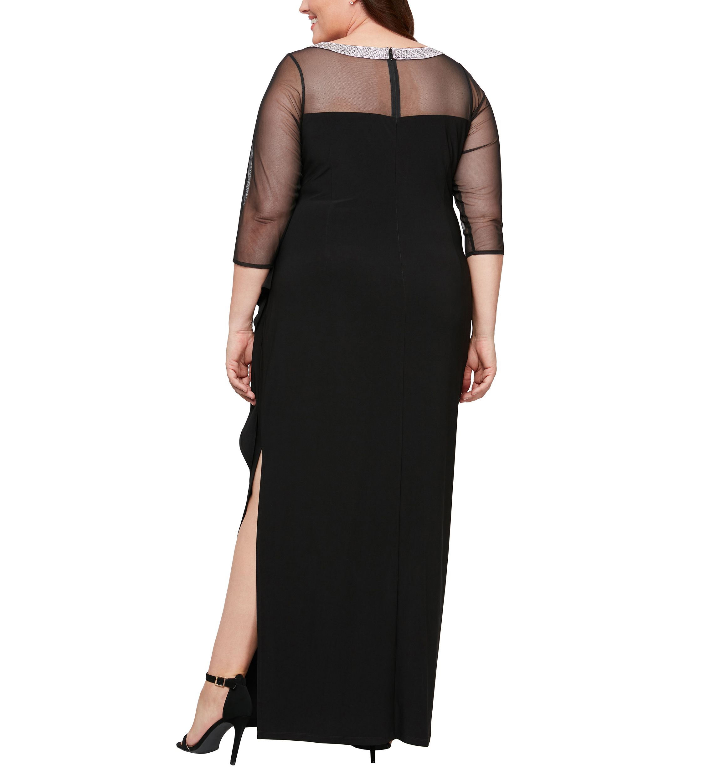 Plus Size Long Matte Jersey Illusion Dress