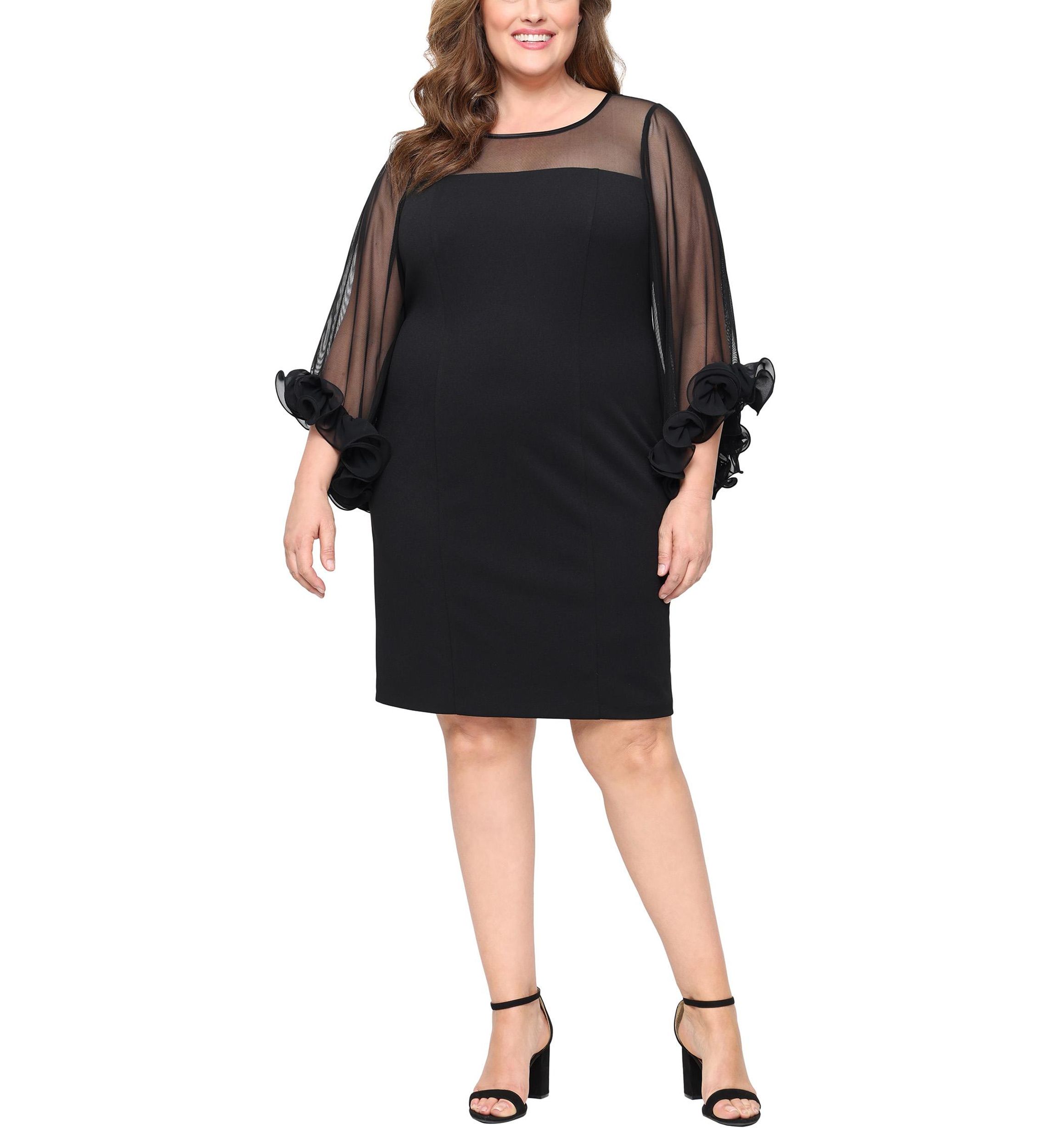 Plus Size Short Stretch Crepe Sheath Dress