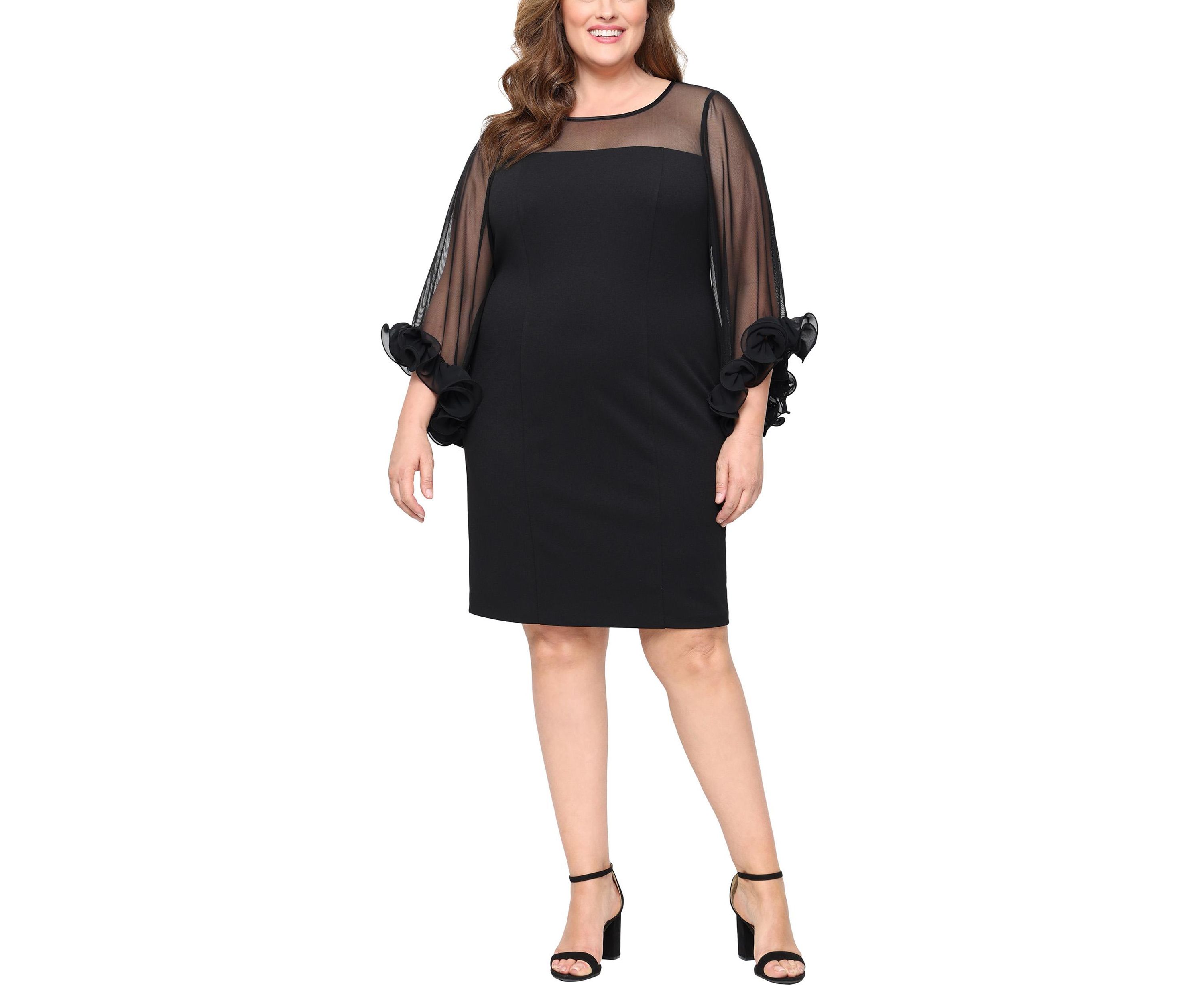 Plus Size Short Stretch Crepe Sheath Dress