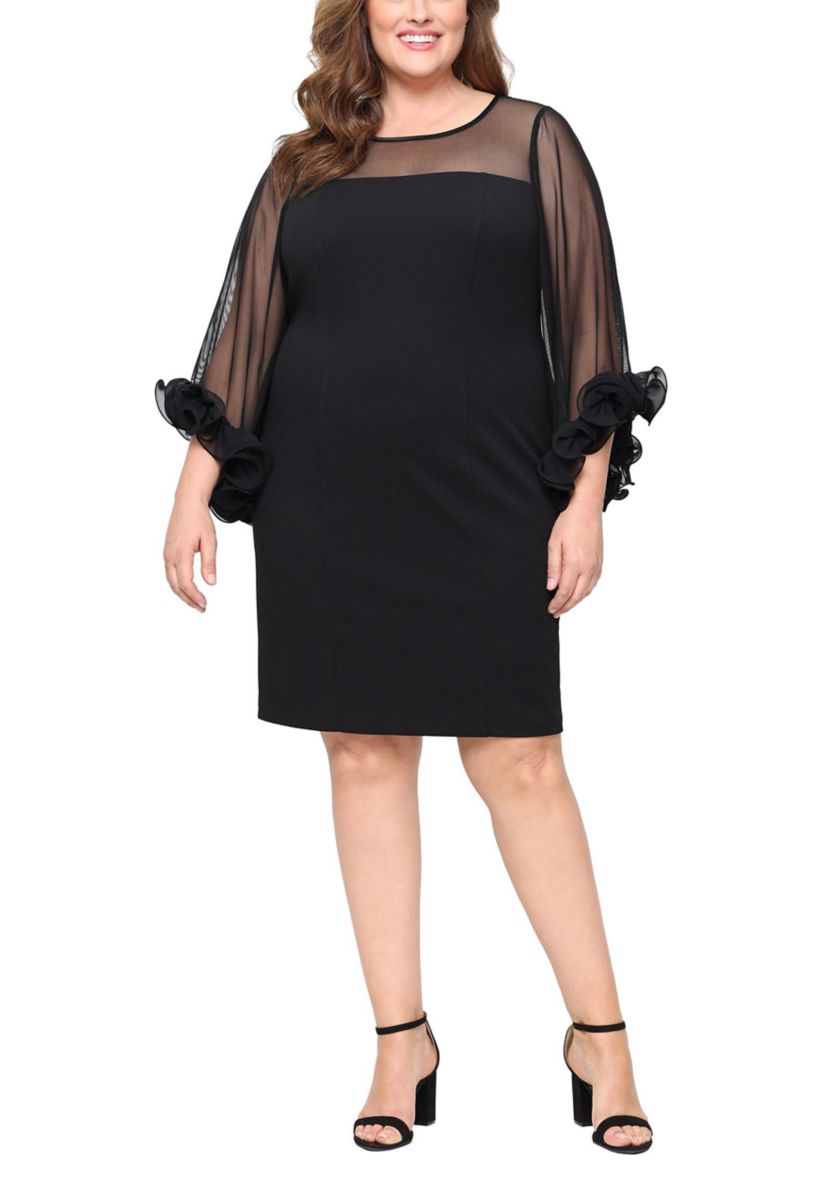Plus Size Short Stretch Crepe Sheath Dress