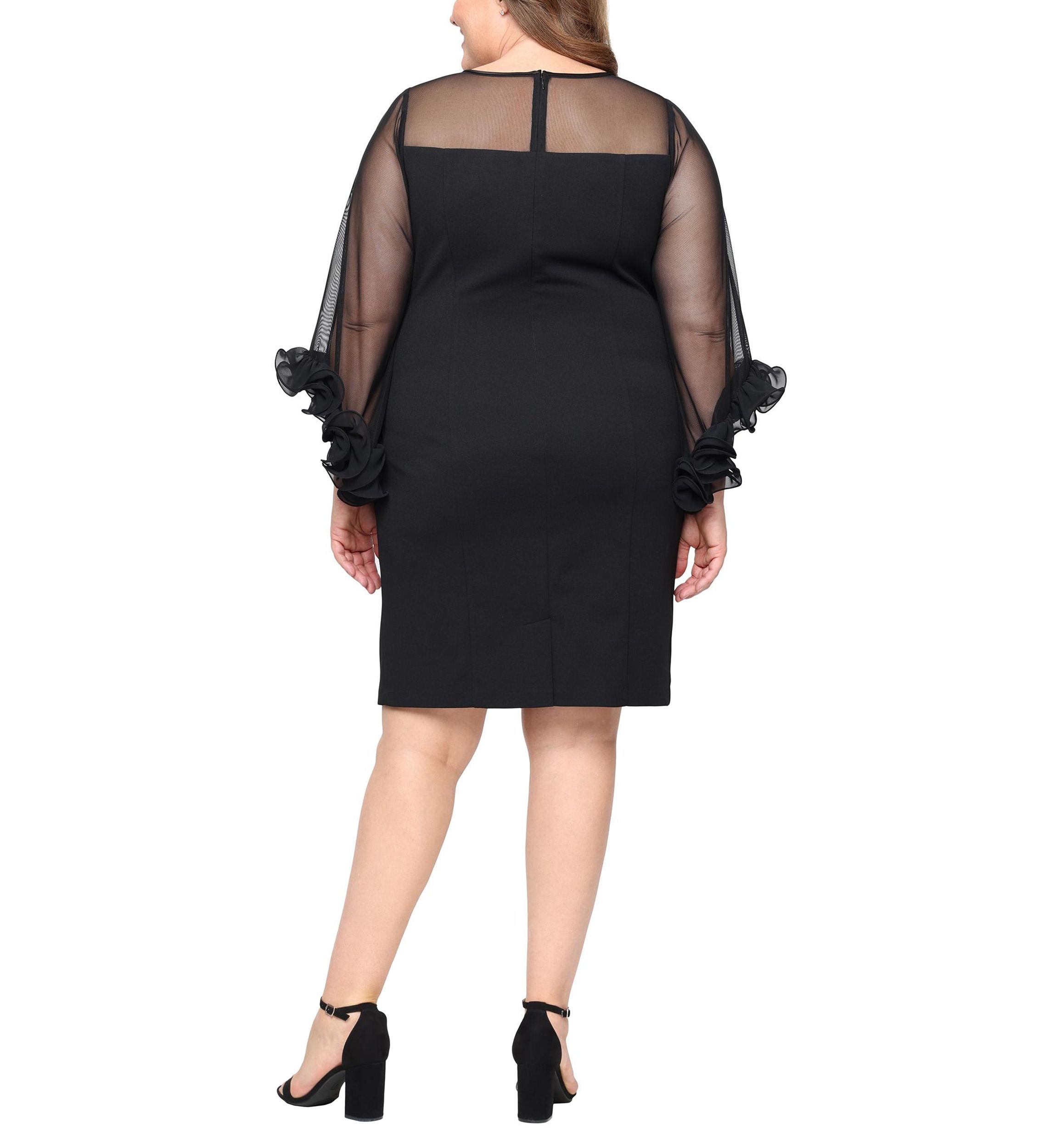 Plus Size Short Stretch Crepe Sheath Dress