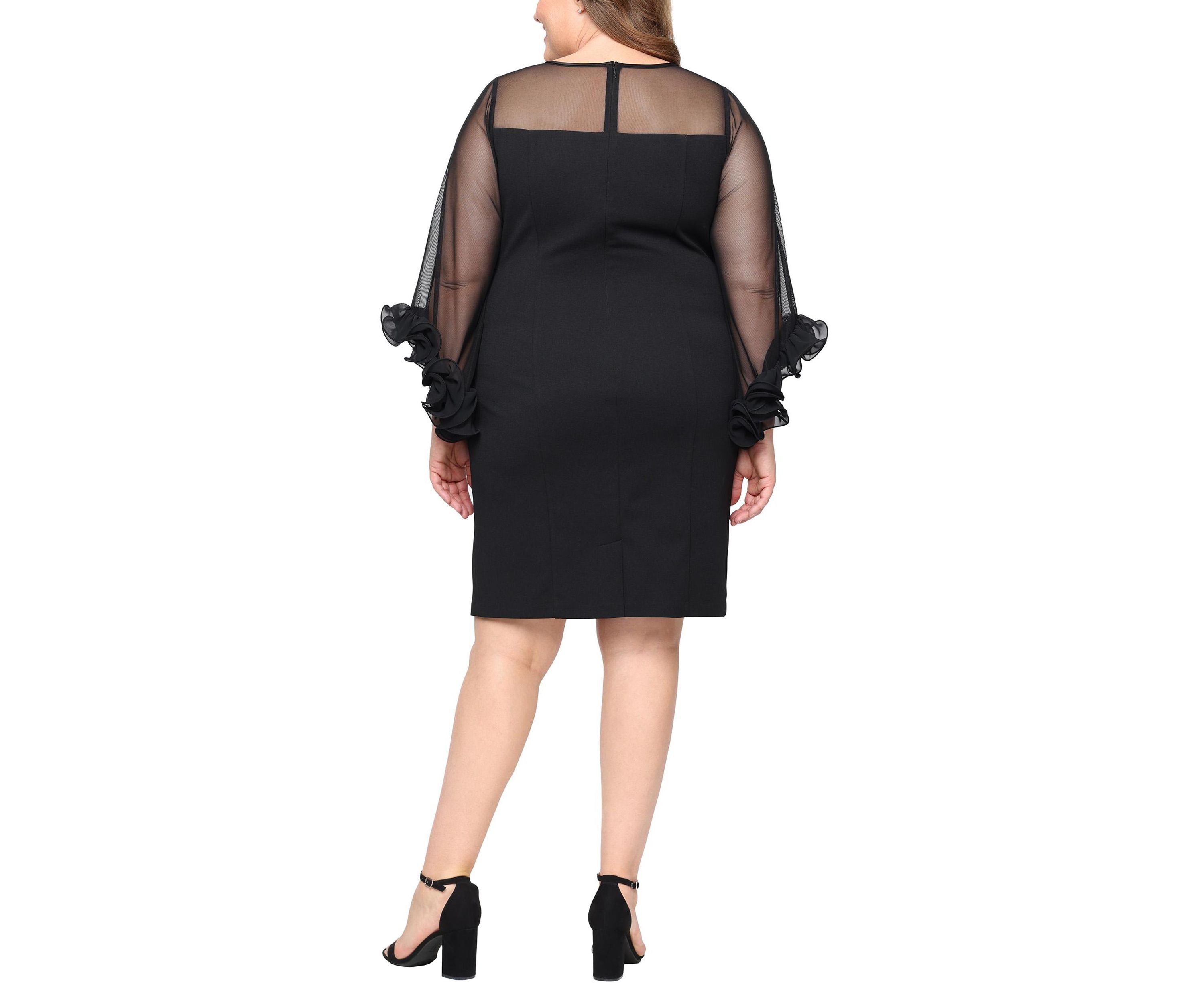 Plus Size Short Stretch Crepe Sheath Dress