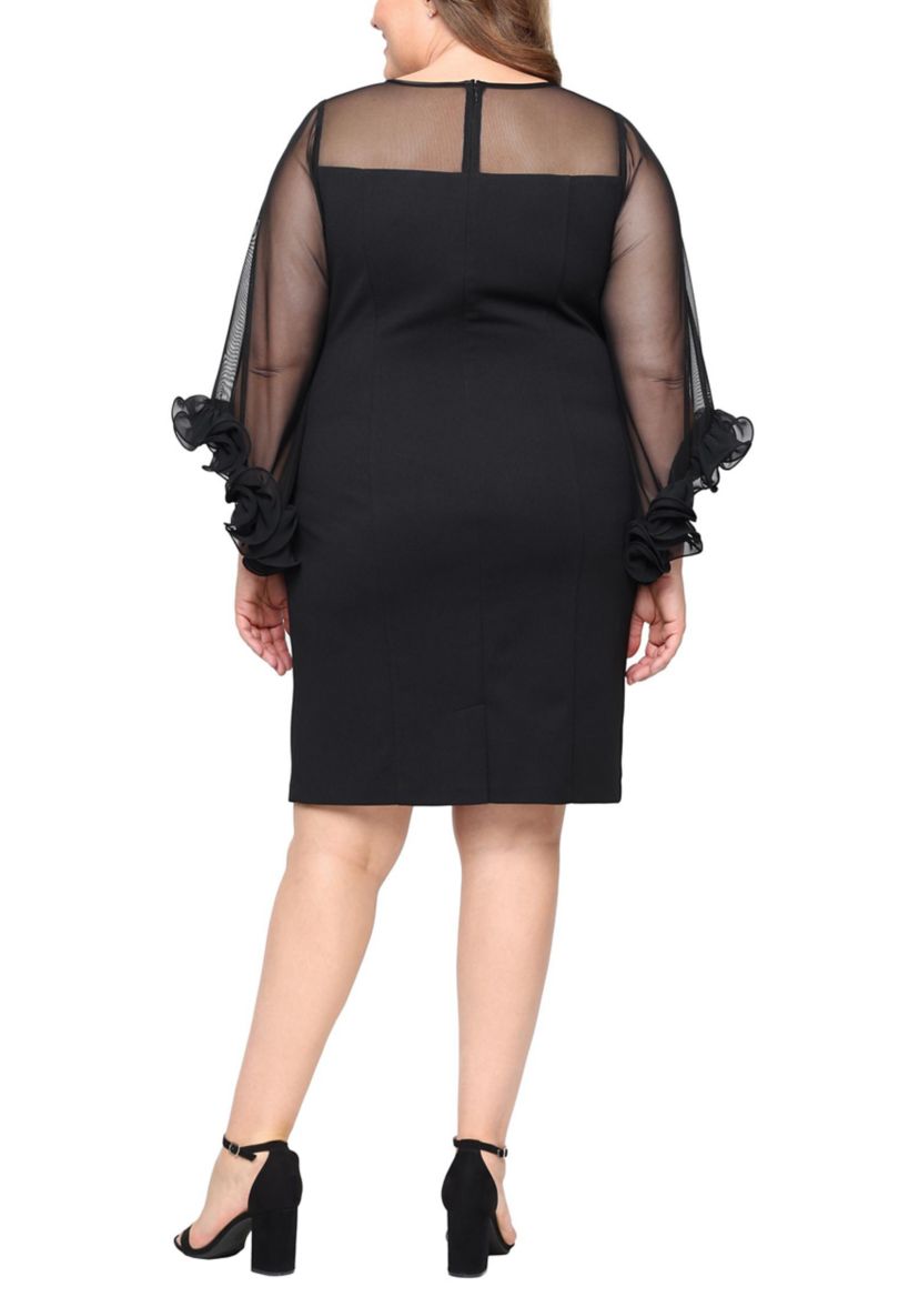 Plus Size Short Stretch Crepe Sheath Dress