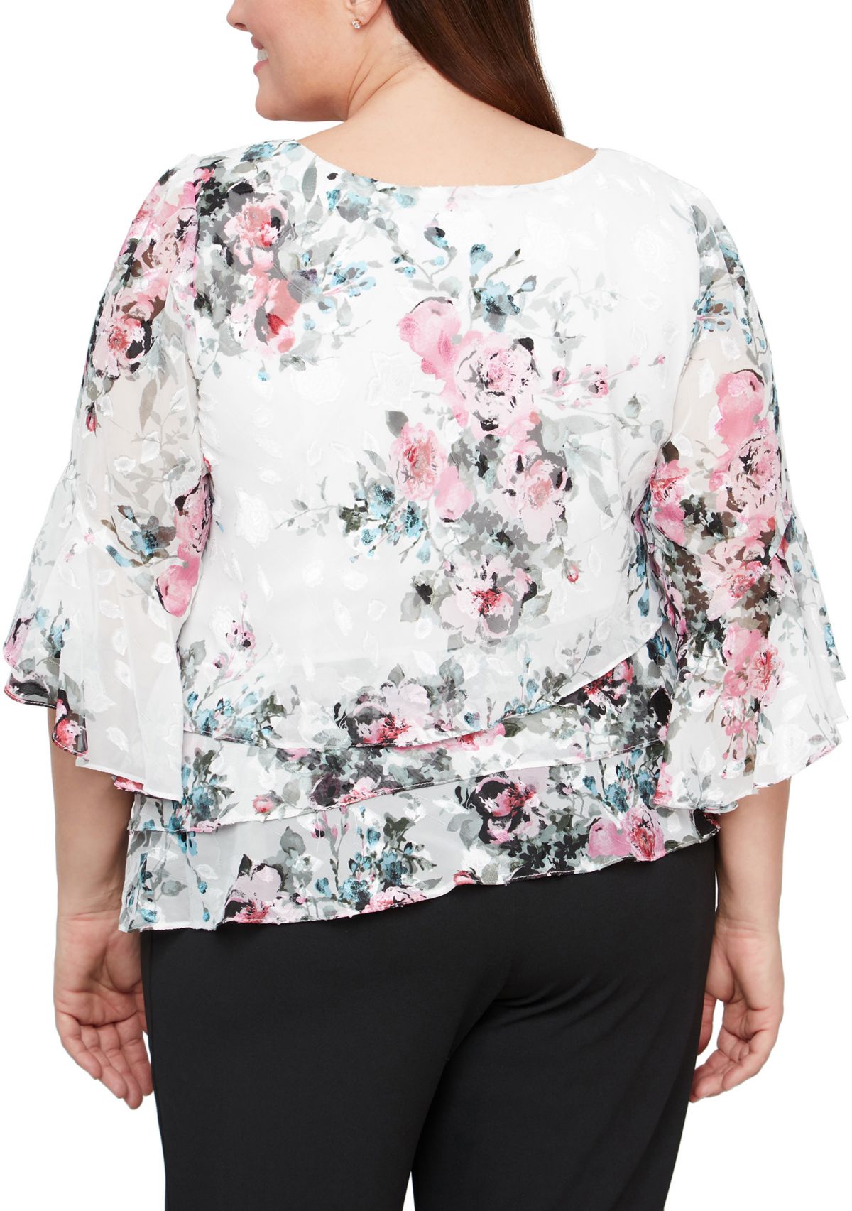 Plus Size 3/4 Sleeve Printed Blouse